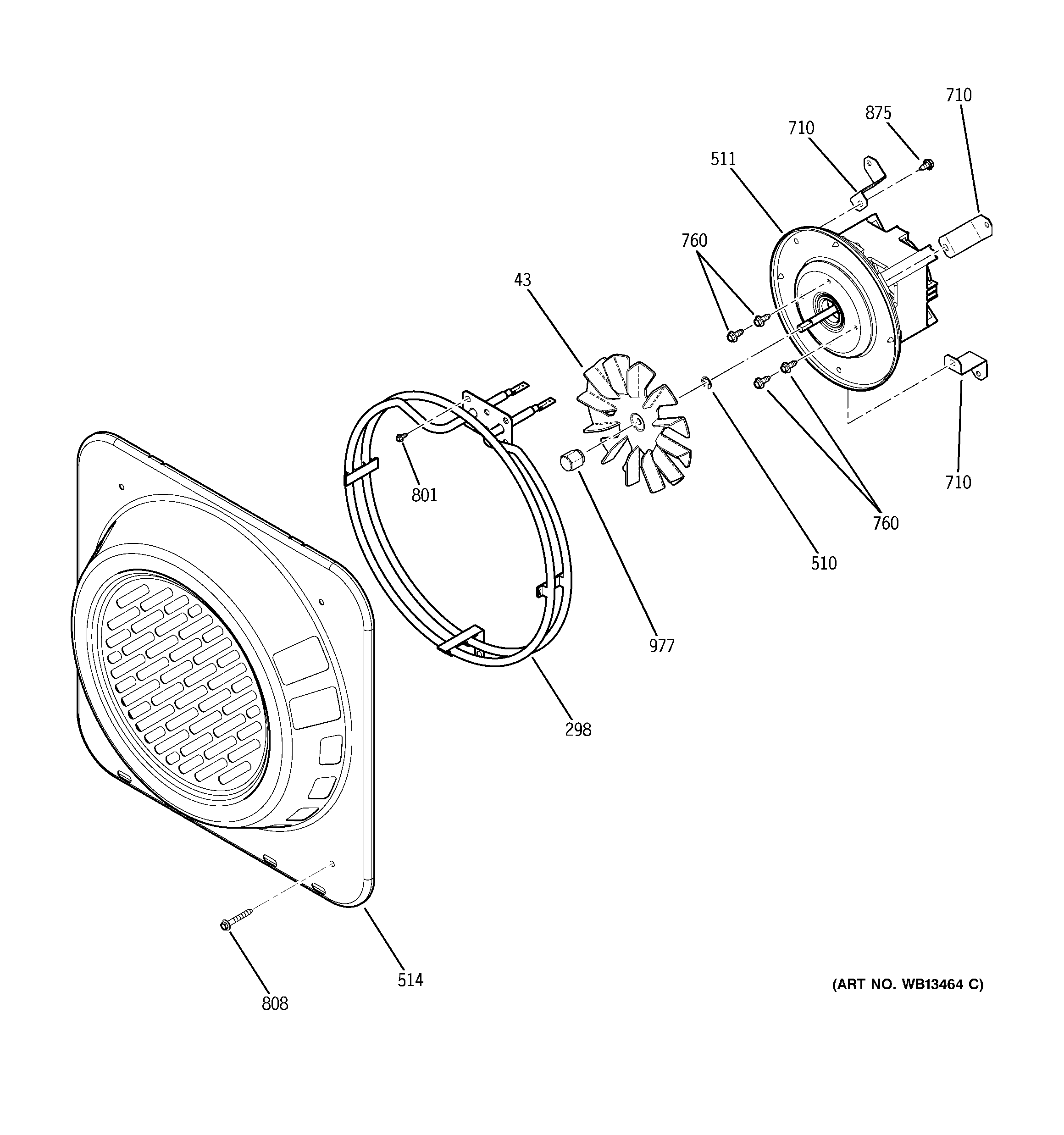 GE JT980SK3SS upper oven convection fan diagram