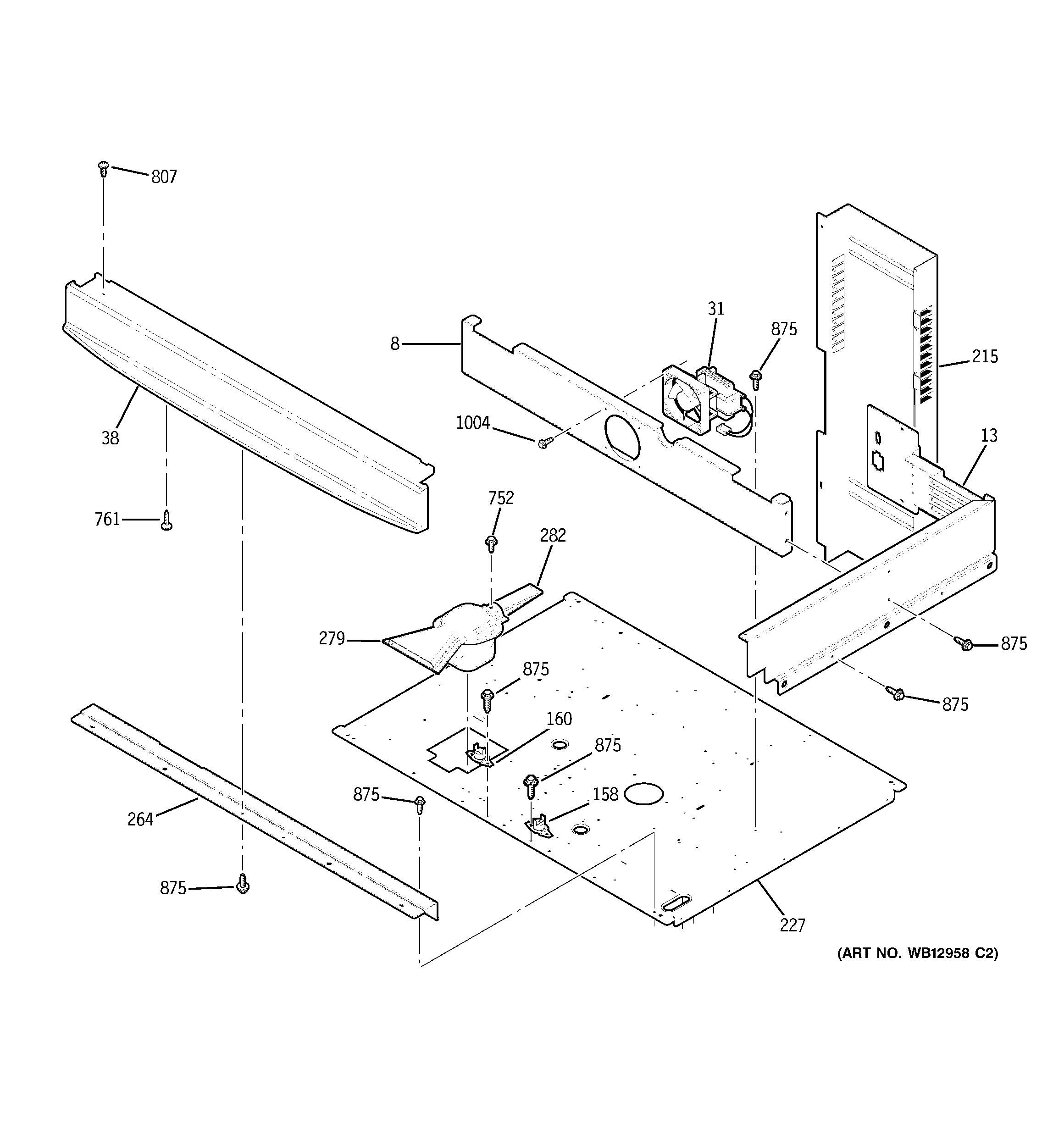 GE ZET3058BH3BB center spacer diagram