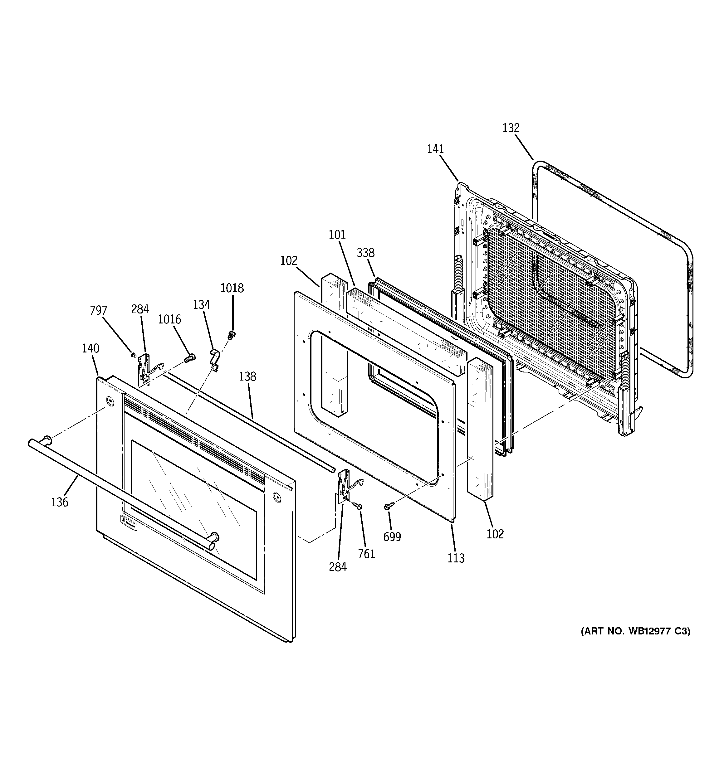 GE ZET3058BH3BB upper door diagram