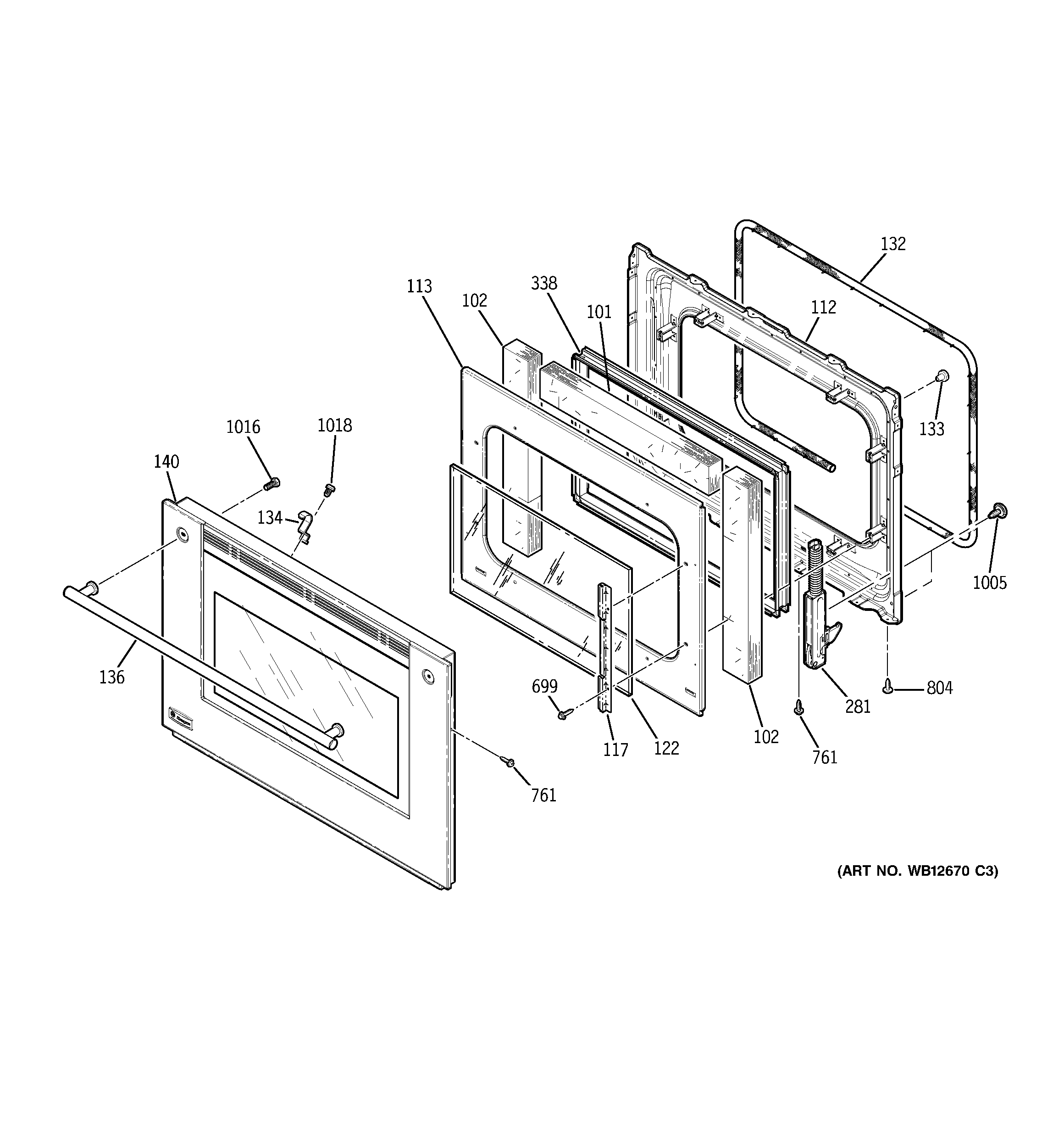 GE ZET3058BH3BB lower door diagram