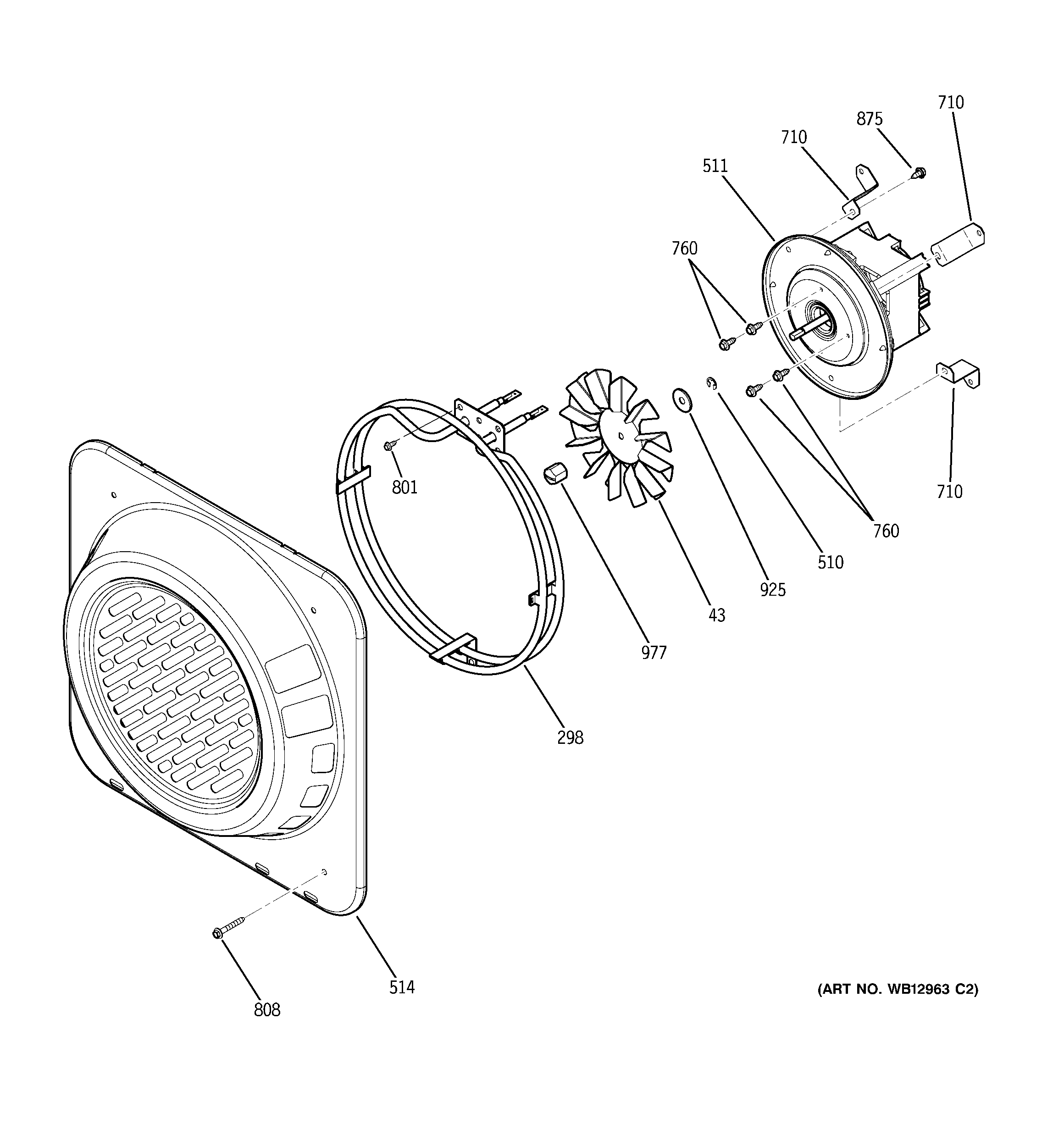 GE ZET3058BH3BB upper oven convection fan diagram