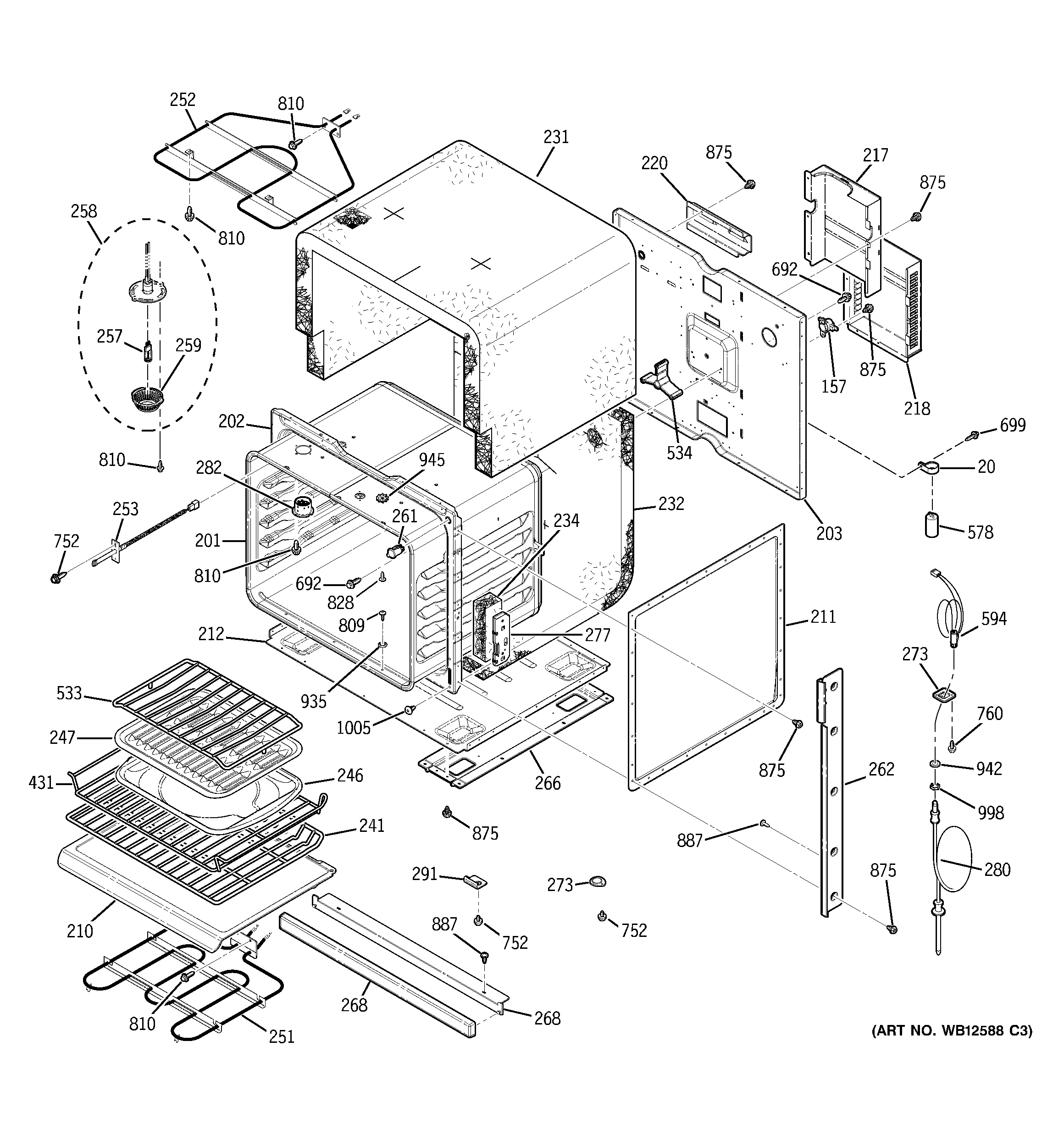 GE ZEK938BF6BB body parts diagram