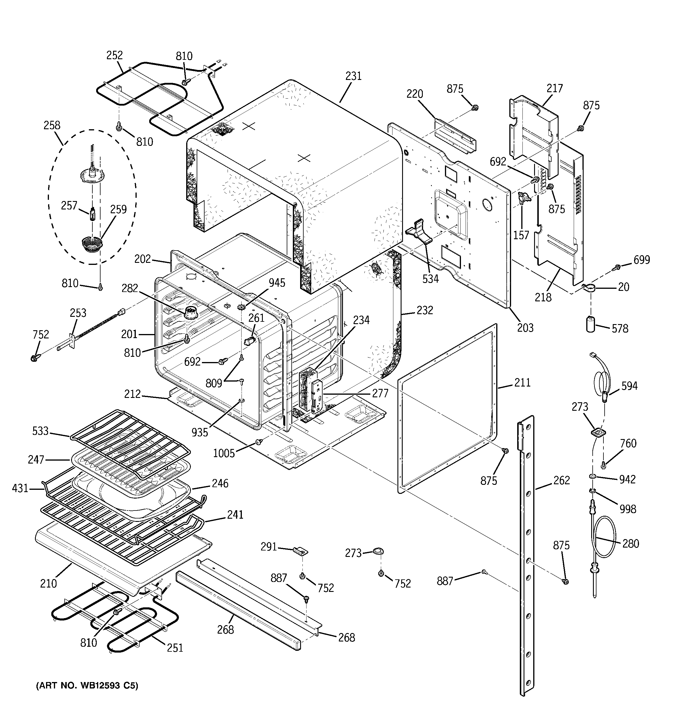 GE ZEK958WF4WW upper body diagram