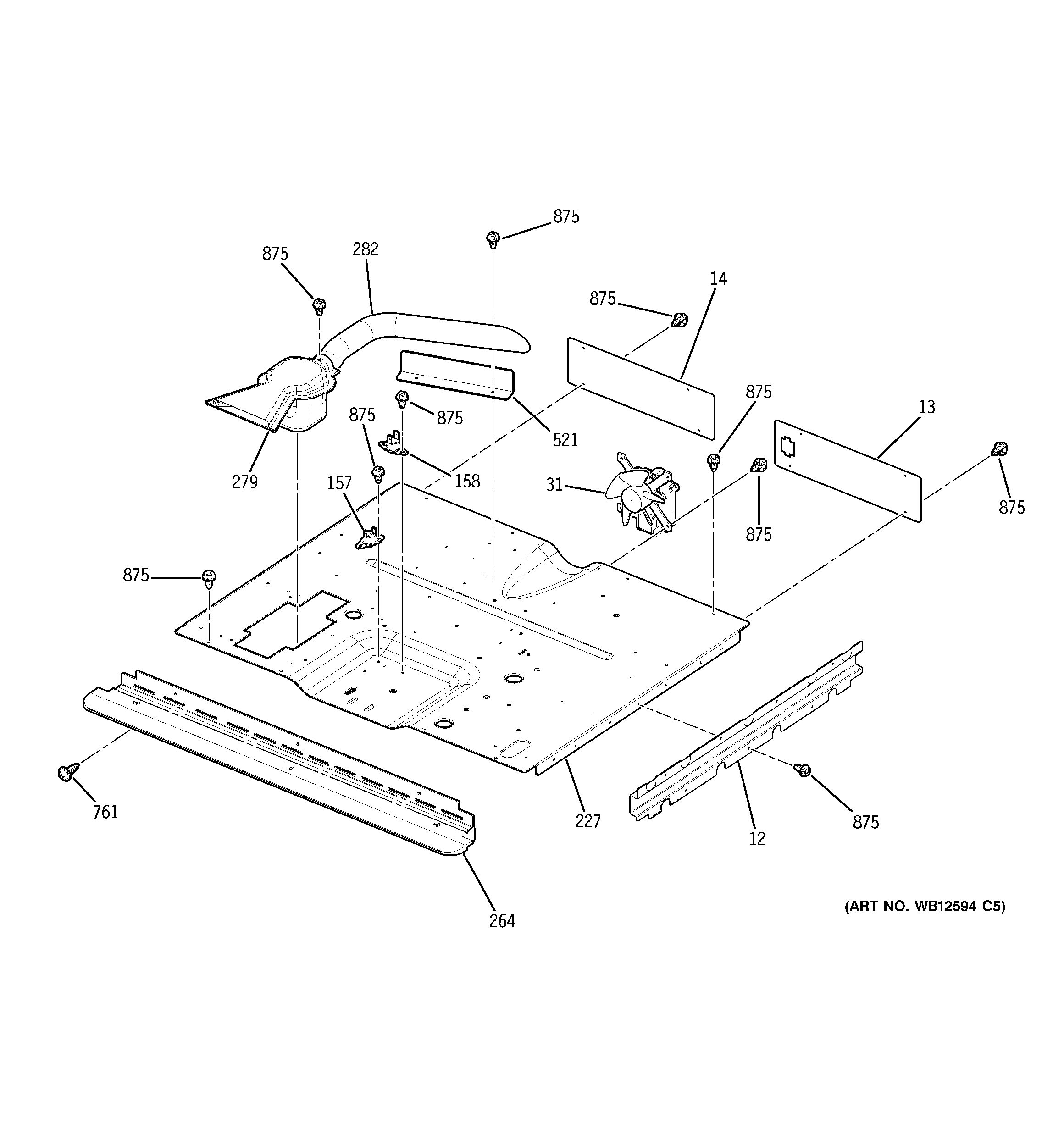 GE ZEK958WF4WW center spacer diagram