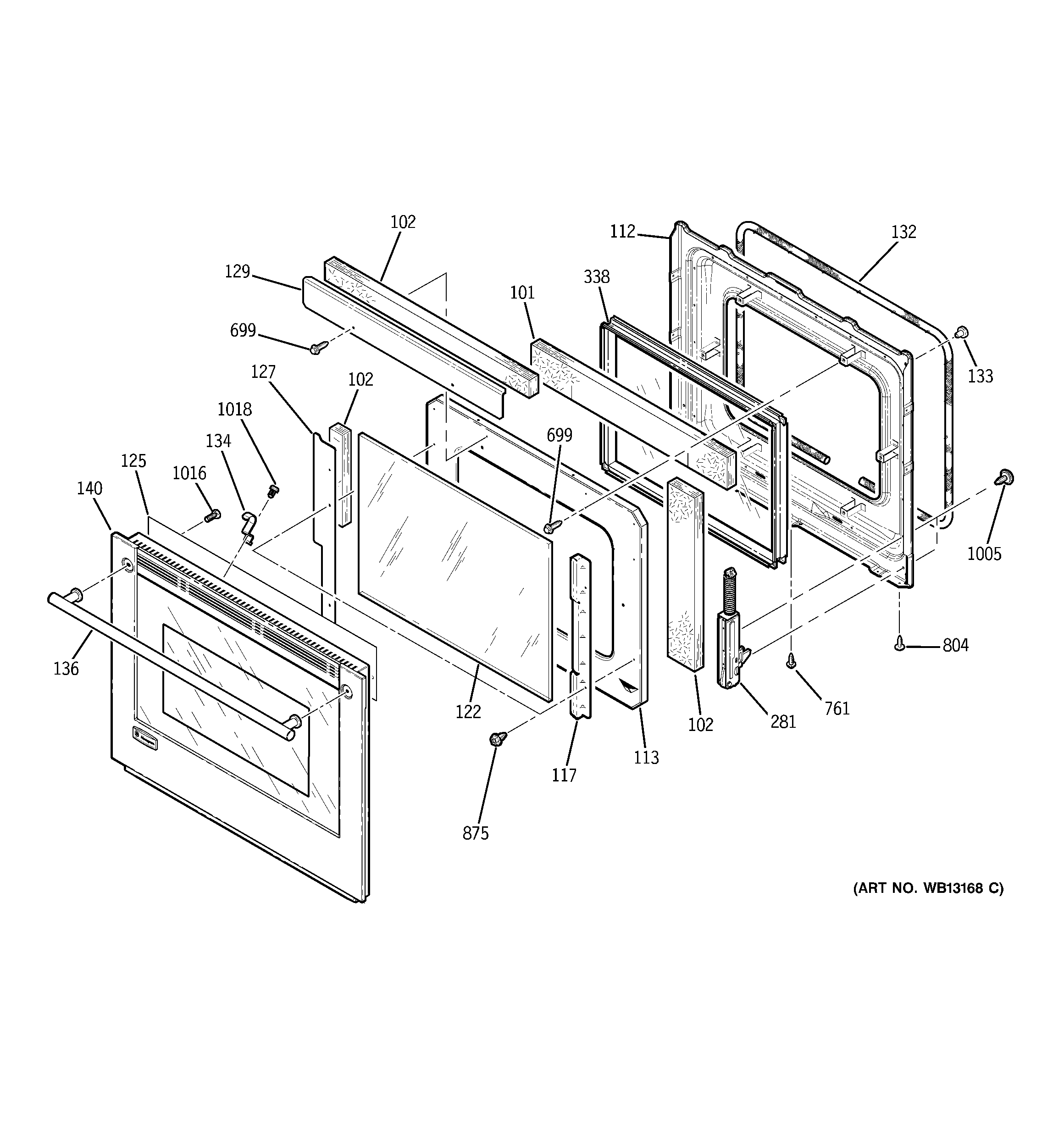 GE ZEK958BF5BB door diagram