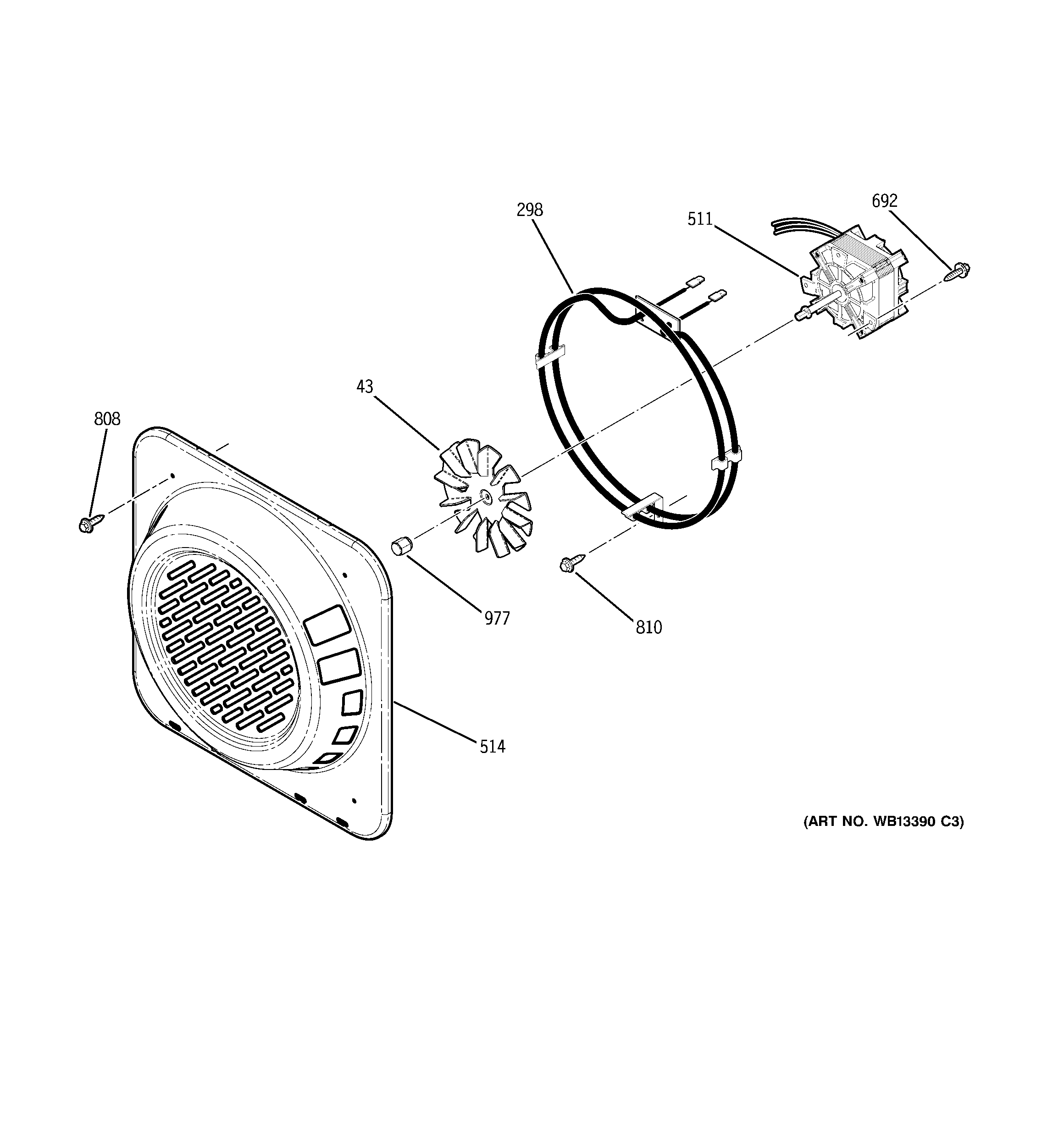 GE ZEK958BF5BB convection fan diagram