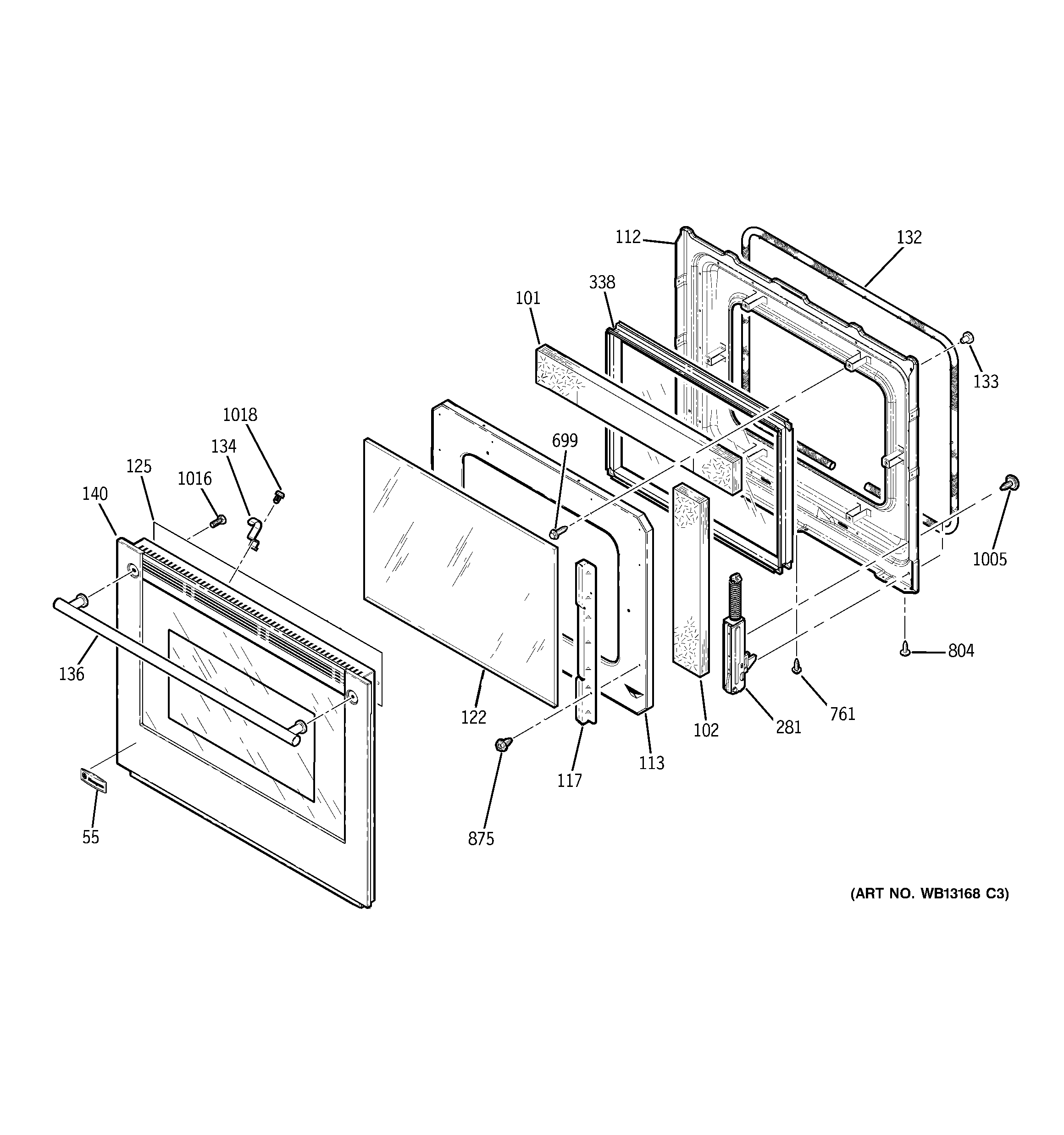GE ZEK958BF6BB door diagram