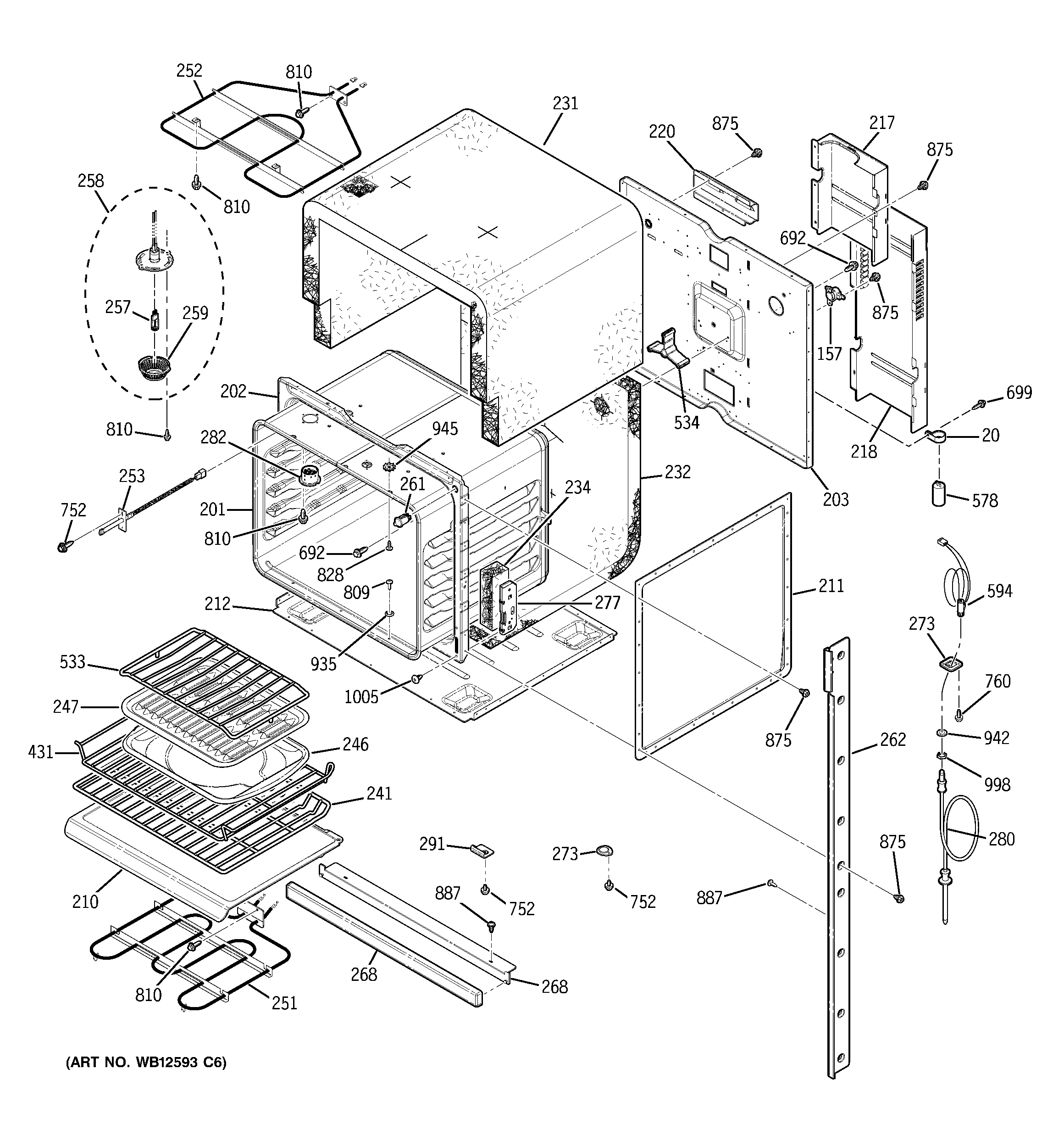 GE ZEK958BF7BB upper oven diagram