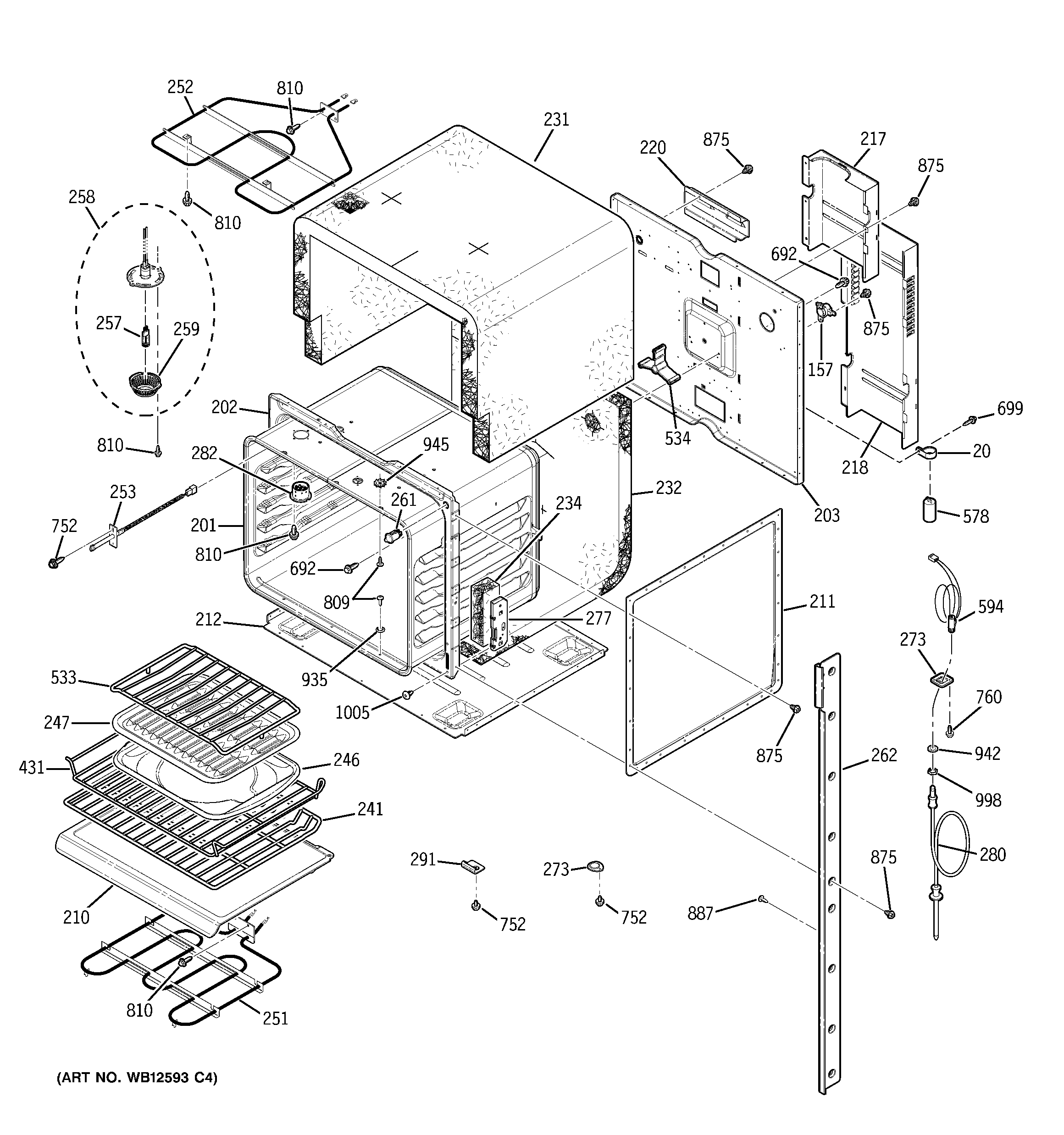 GE ZEK958SF4SS upper oven diagram