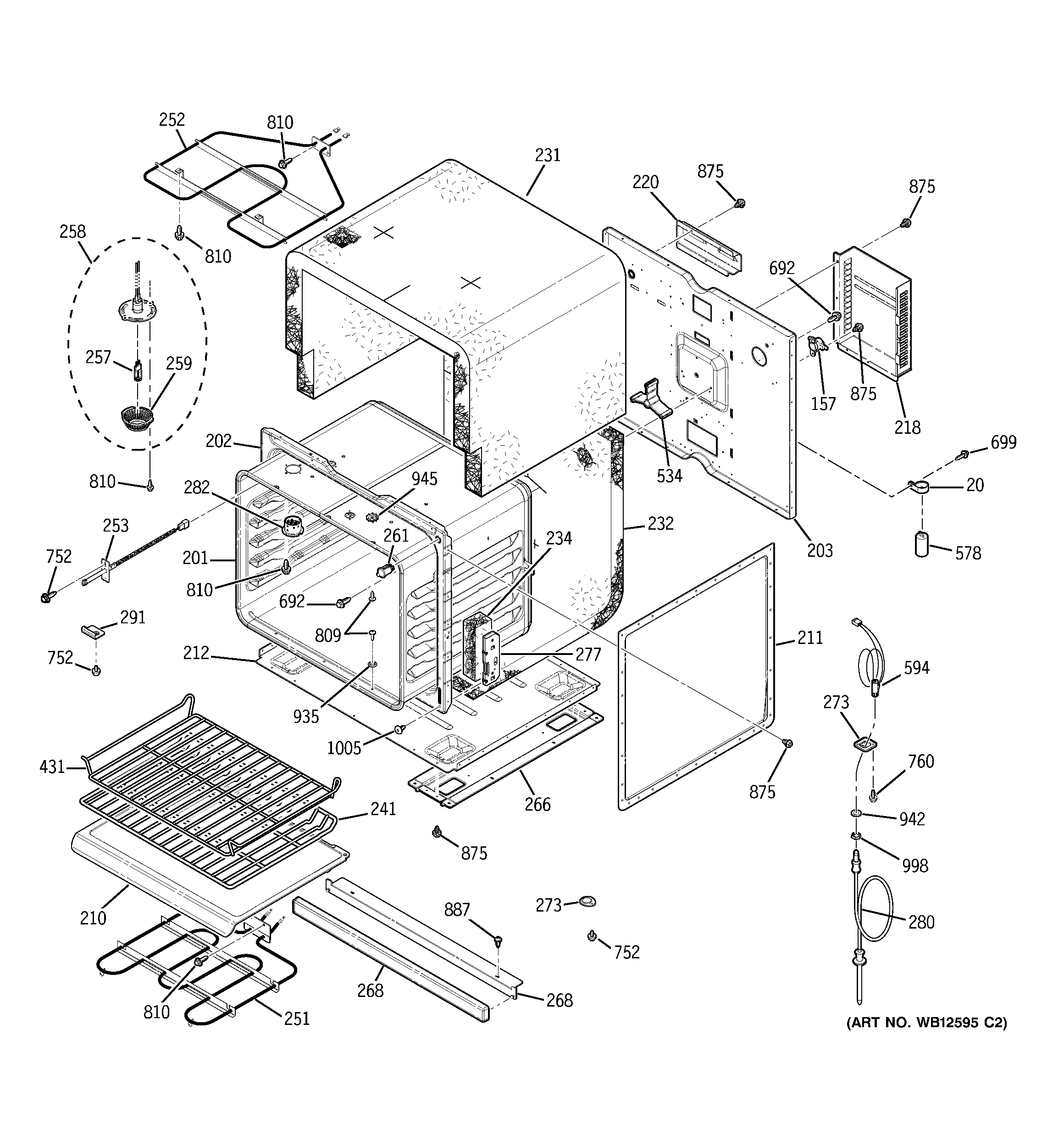 GE ZEK958SF5SS lower oven diagram
