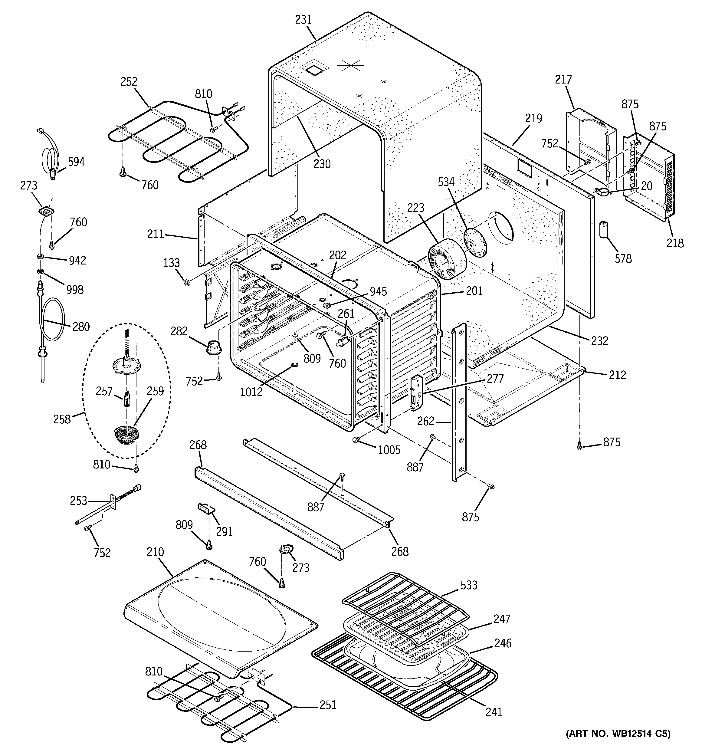 GE ZET938SF6SS body parts diagram