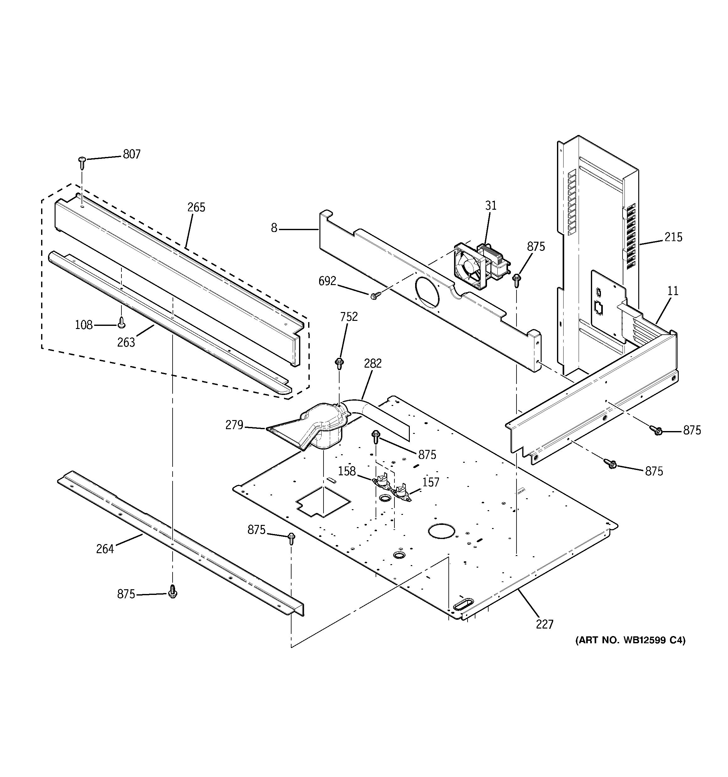 GE ZET958BF5BB center spacer diagram
