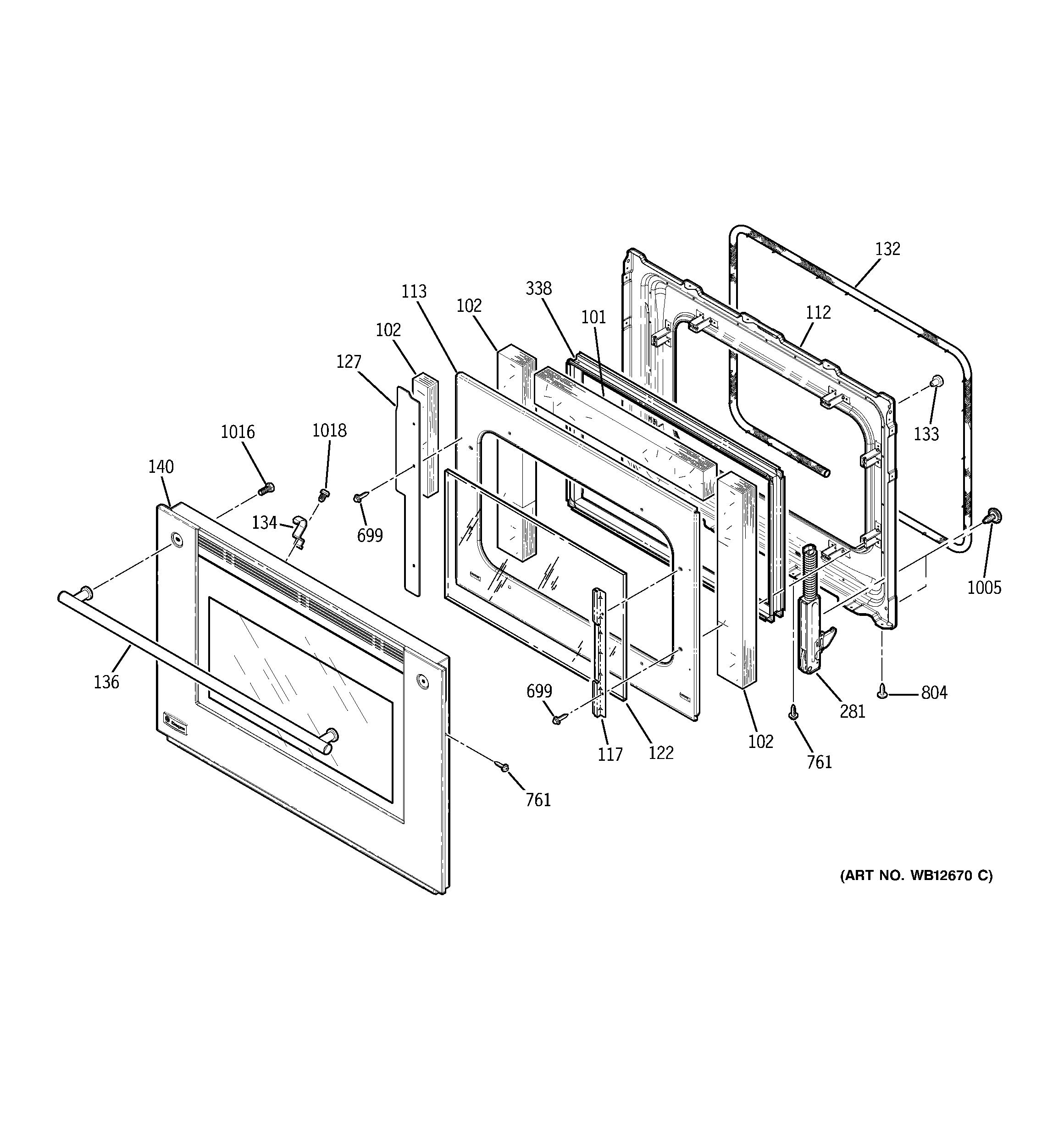 GE ZET958BF5BB door diagram