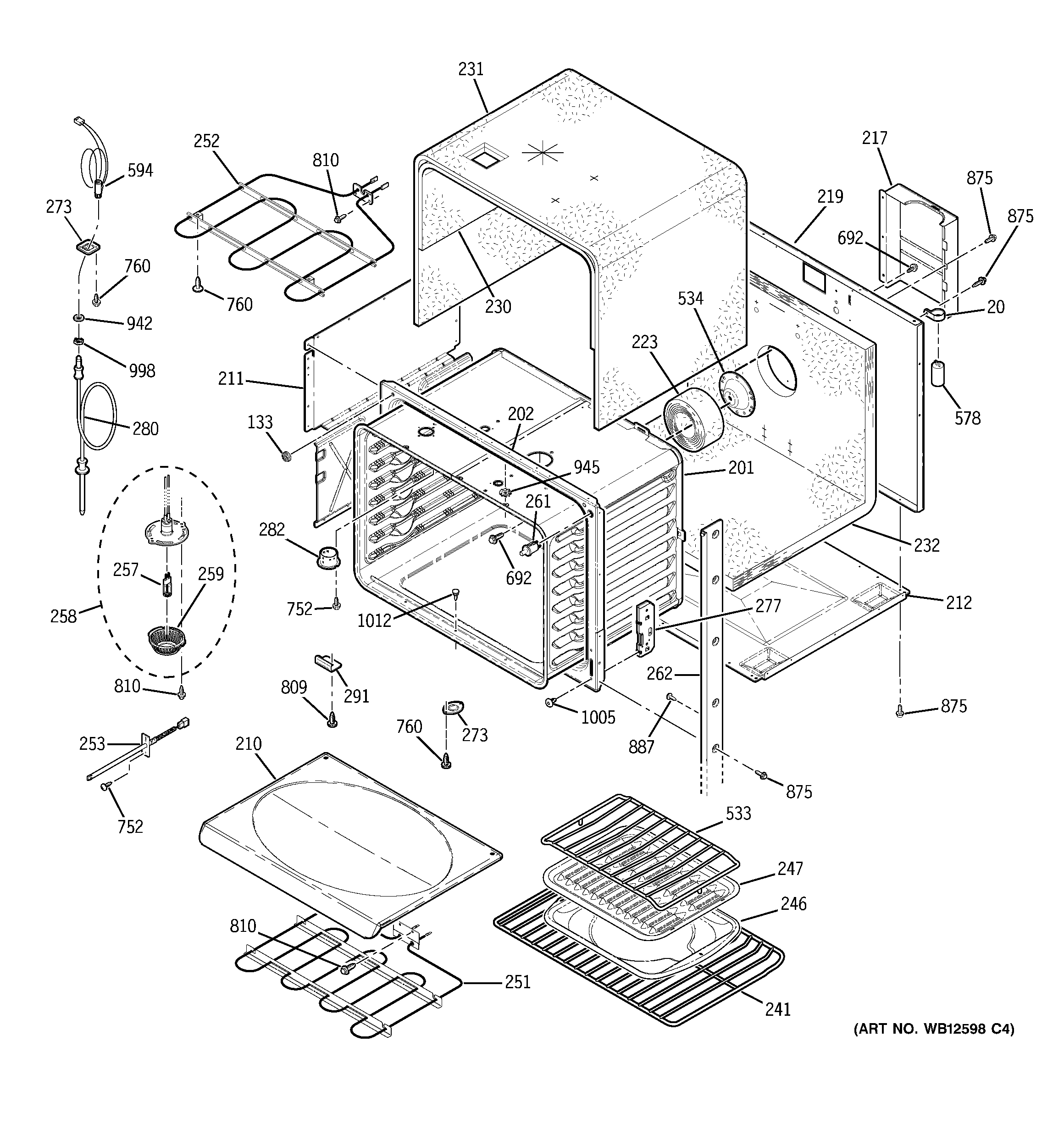 GE ZET958SF7SS upper oven diagram
