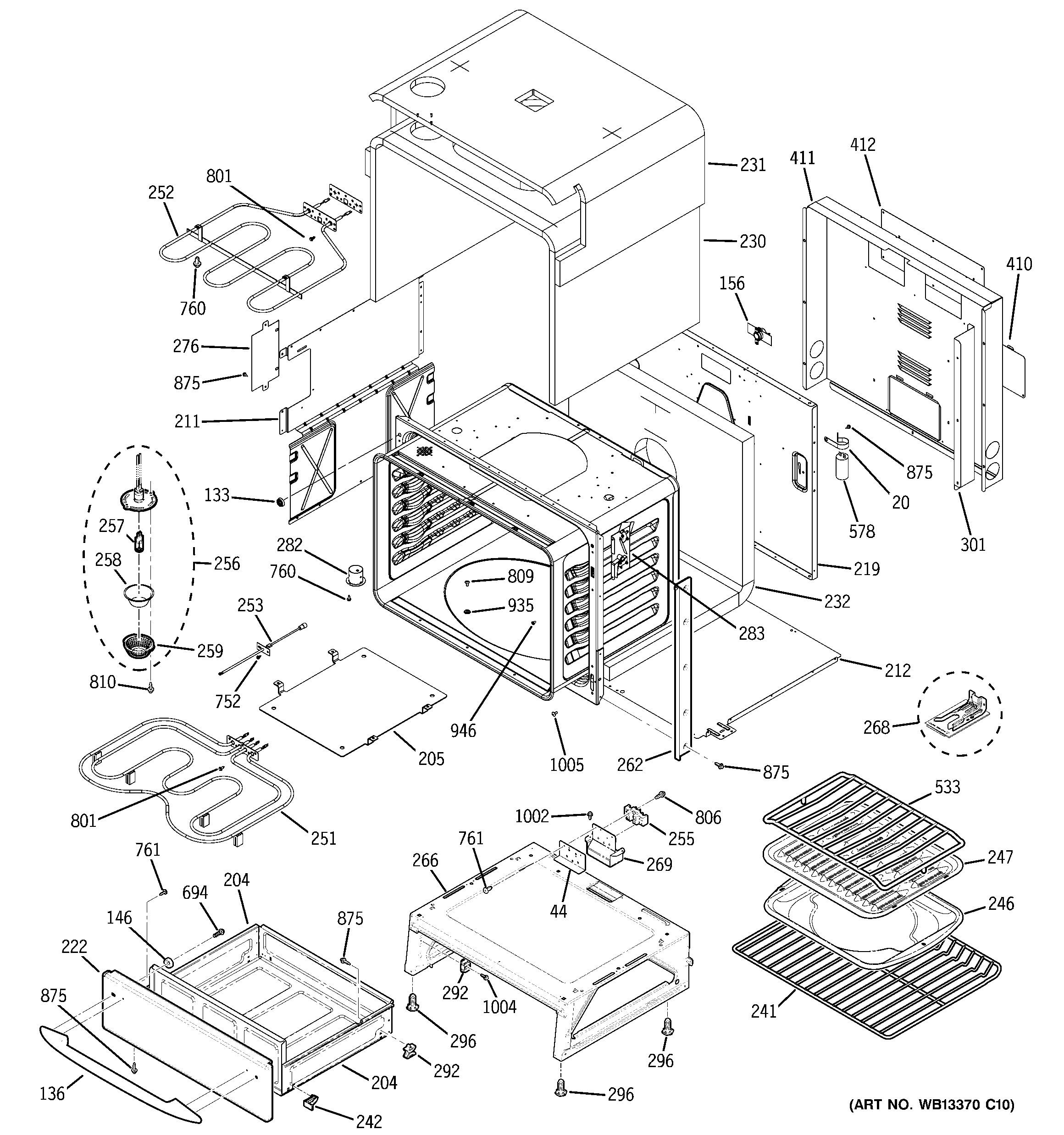 GE JS998TK1WW body parts diagram