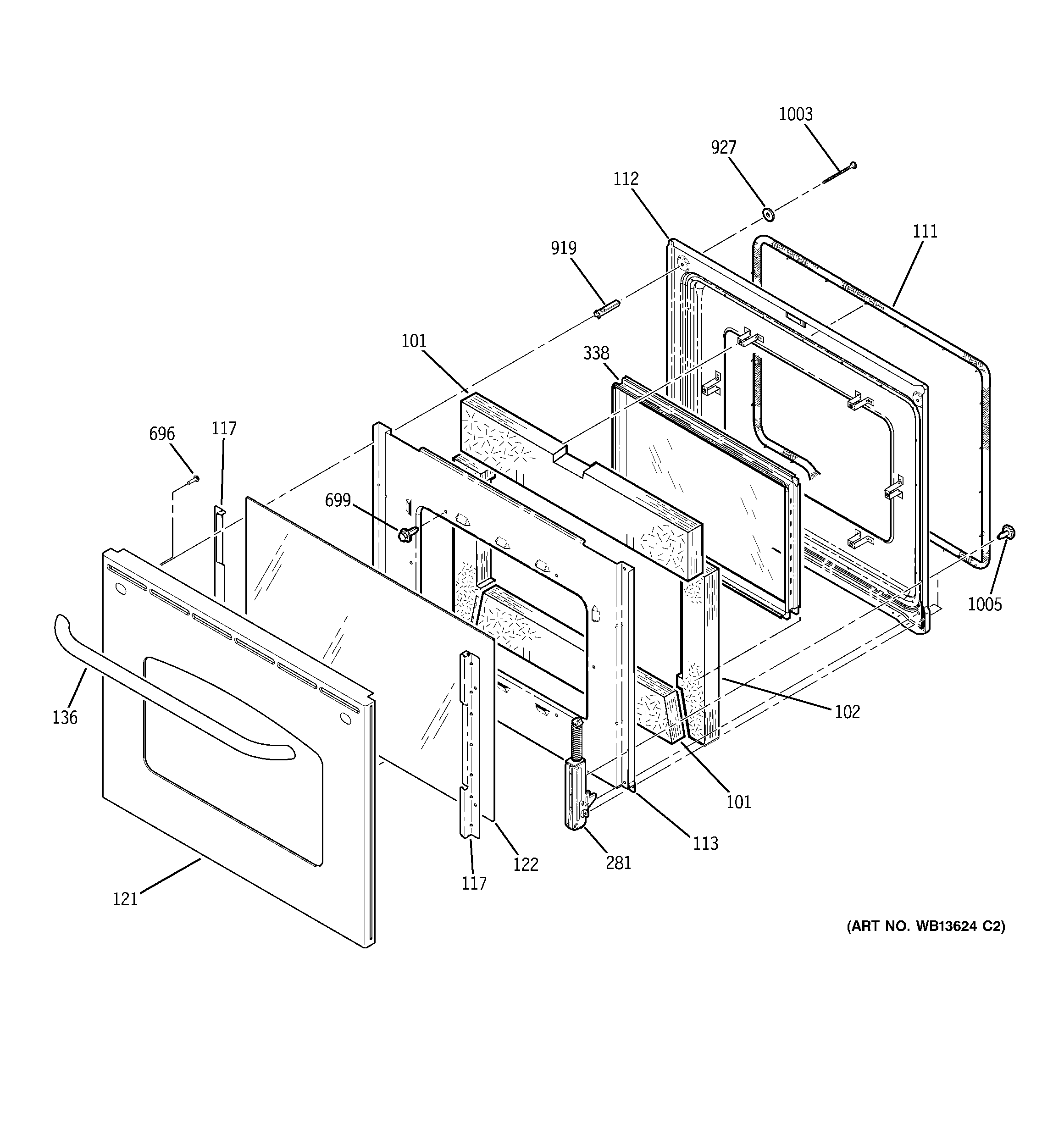 GE JBP84SK1SS door diagram