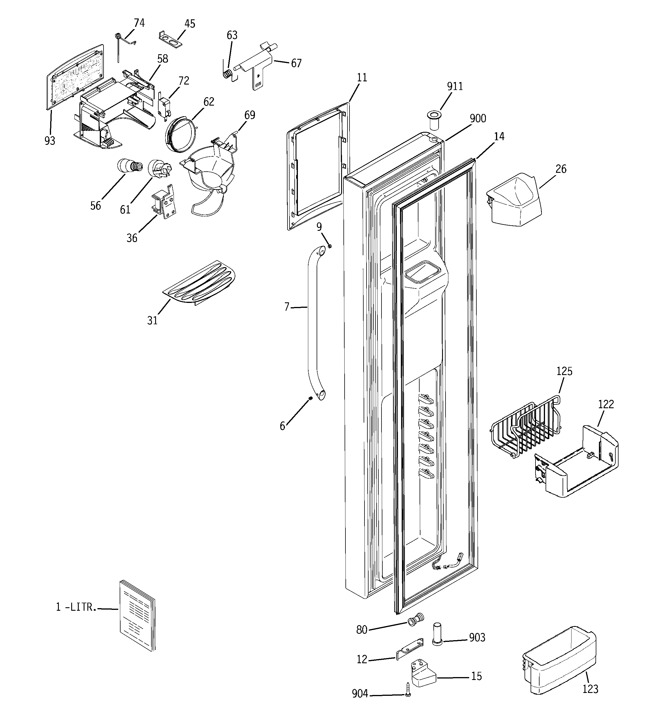 GE GSS25LSTESS freezer door diagram