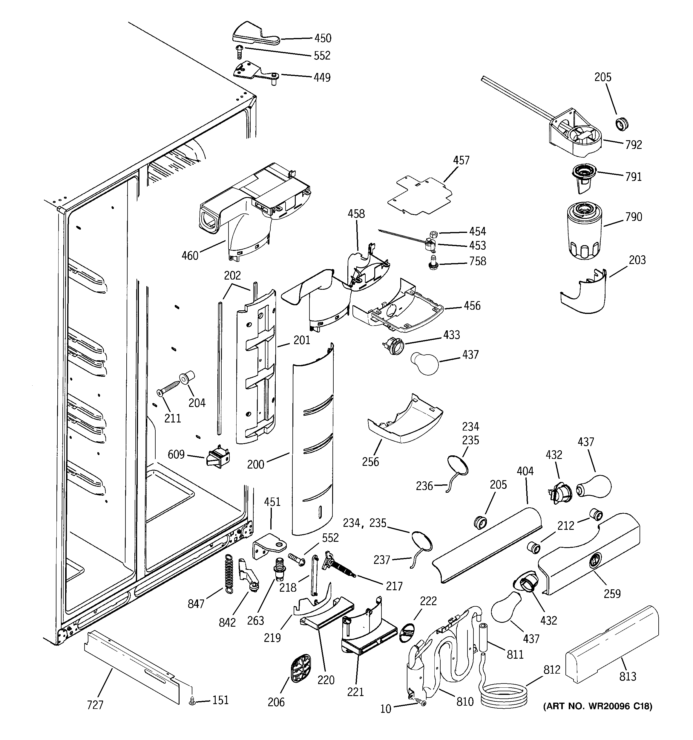 GE GSS25LSTESS fresh food section diagram
