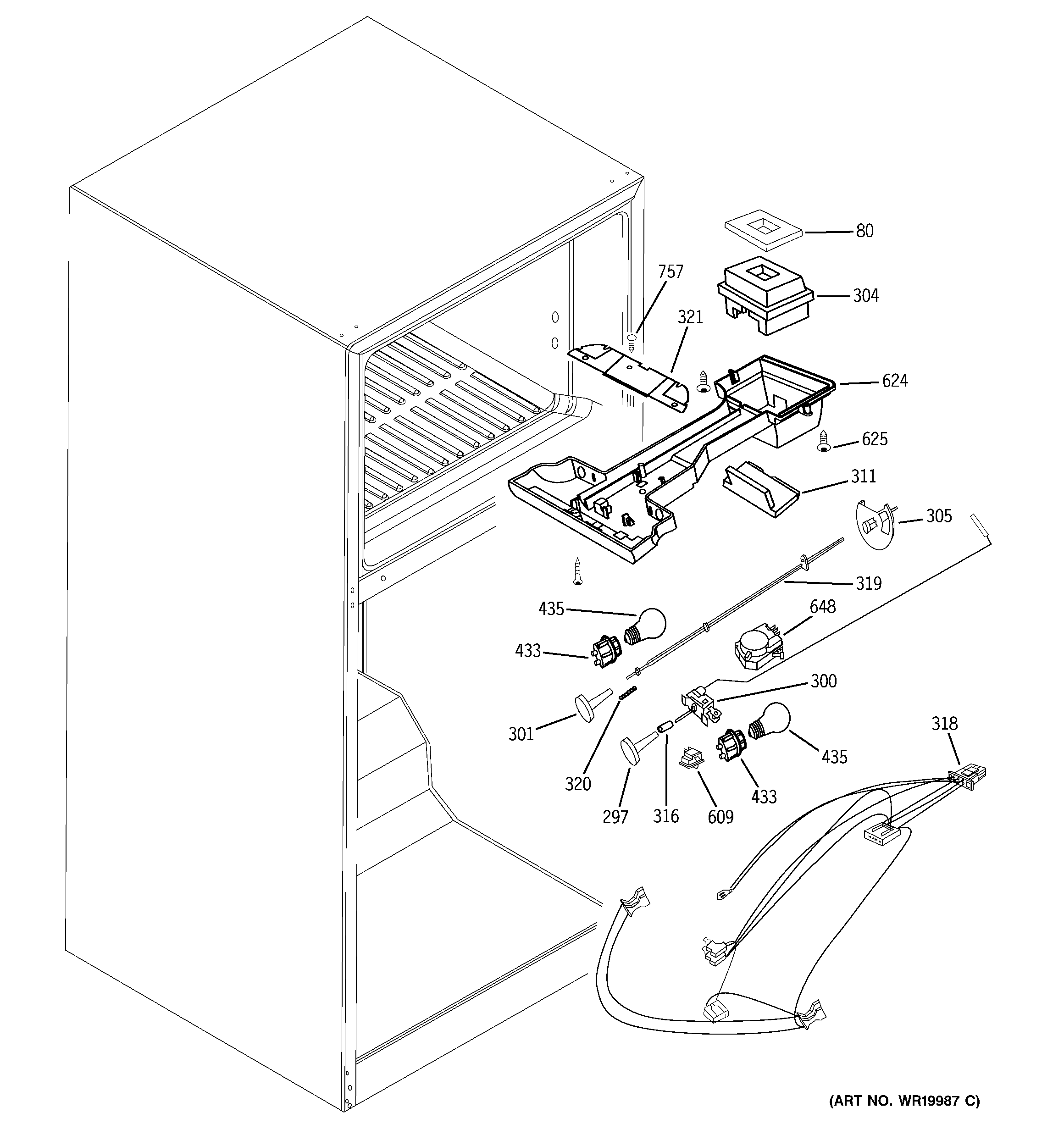 GE GTS18TCSBWW fresh food section diagram