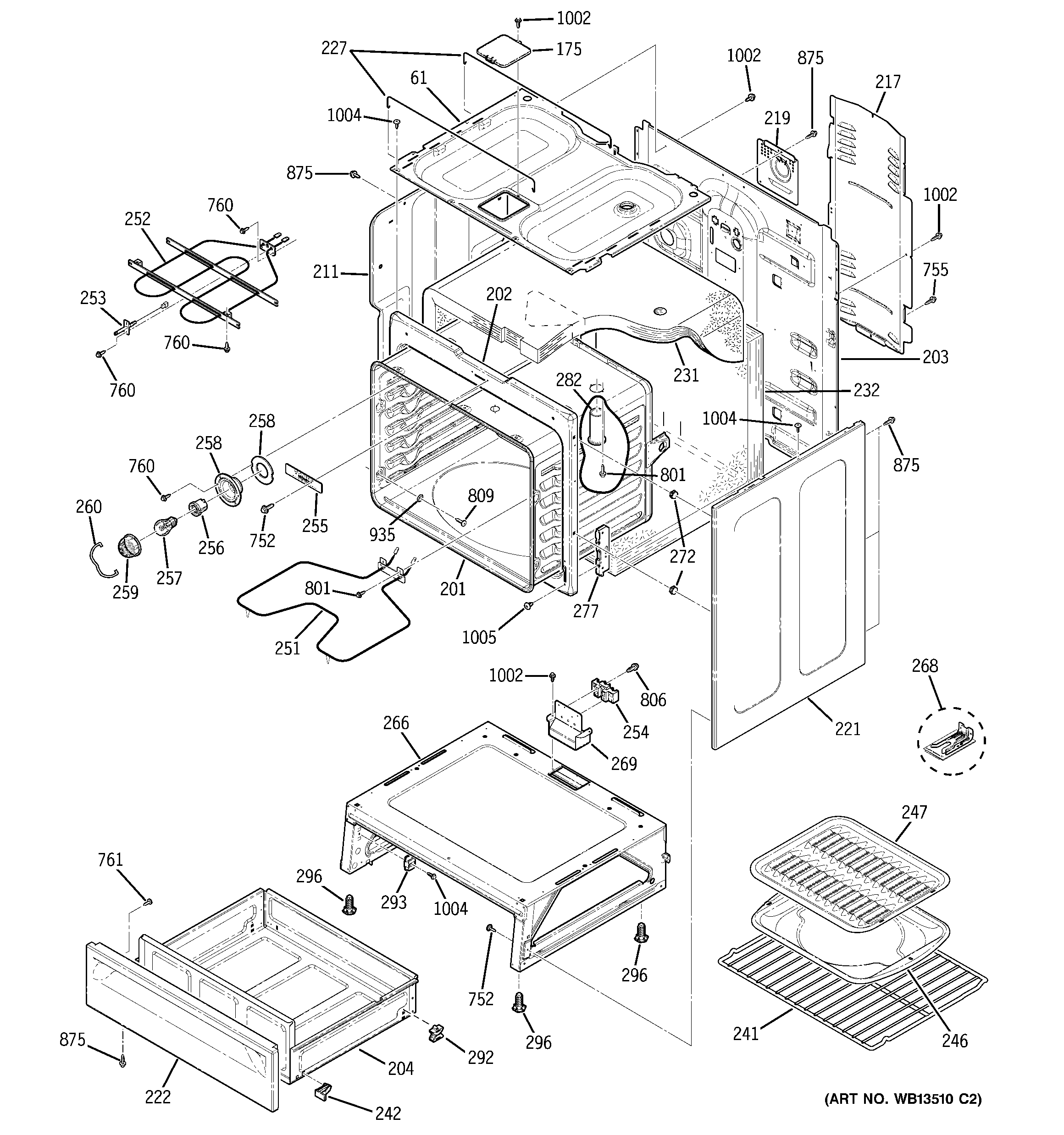GE JBP24WK3WW body parts diagram