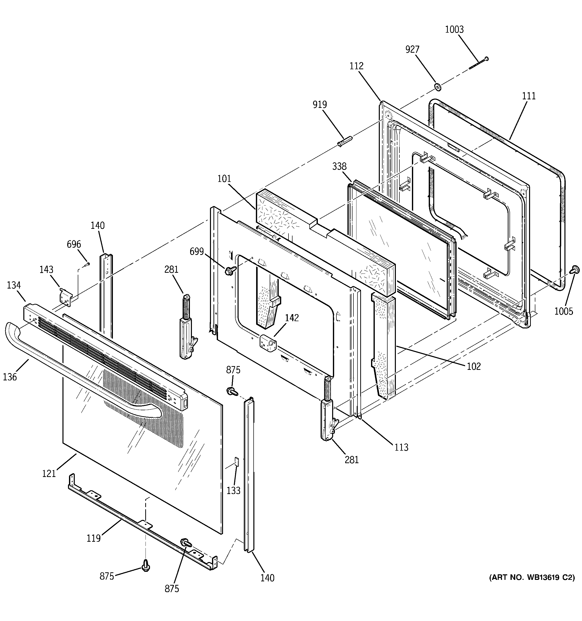GE JBP24EK4BB door diagram
