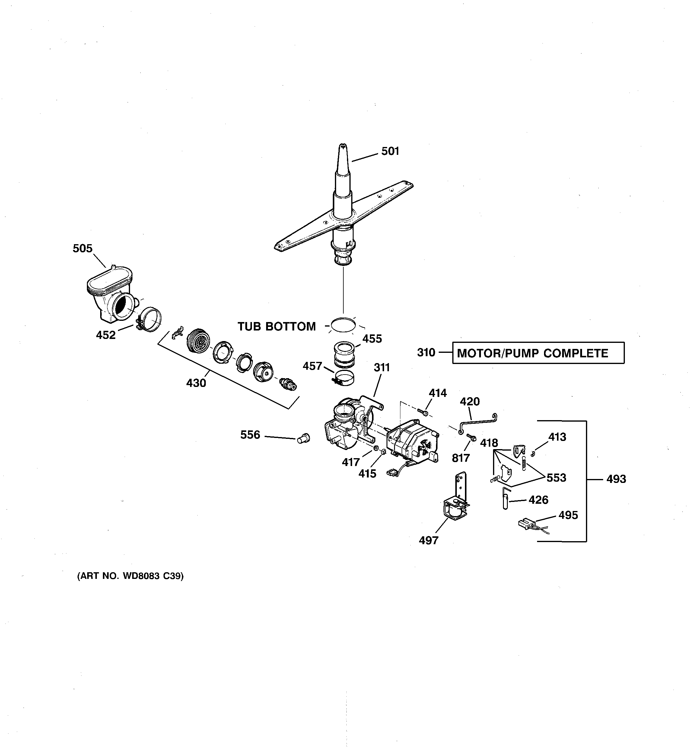 GE GSD3160N00SS motor-pump mechanism diagram