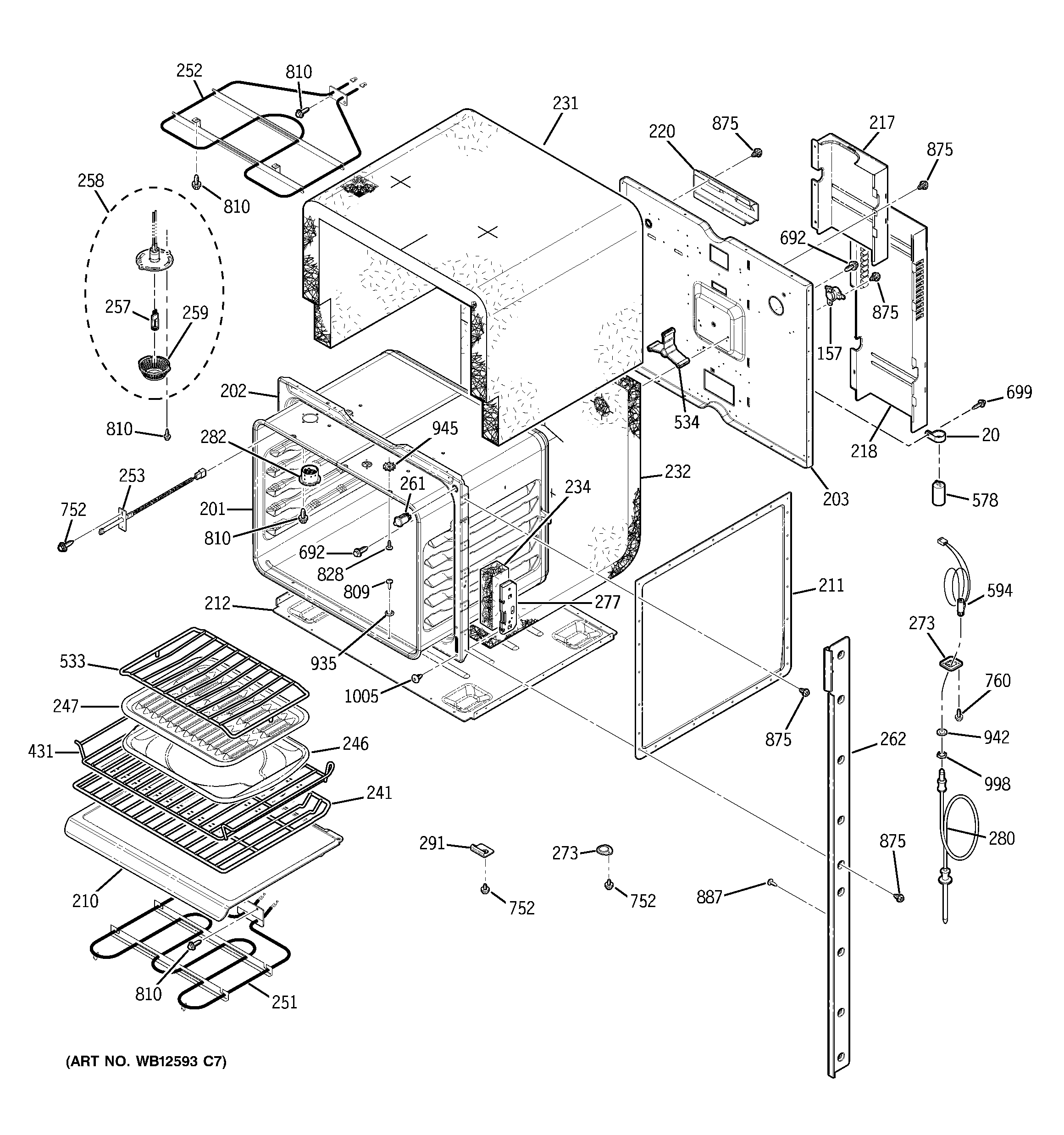 GE ZEK958SF7SS upper oven diagram
