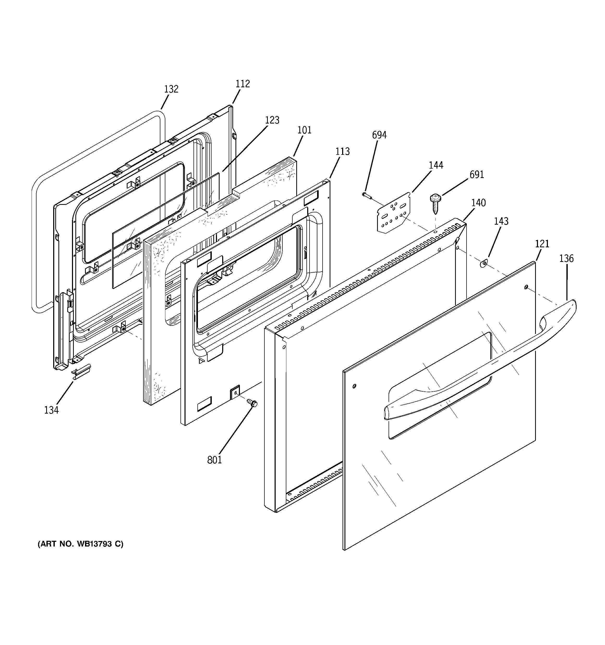 GE JRS06SK1SS door parts diagram
