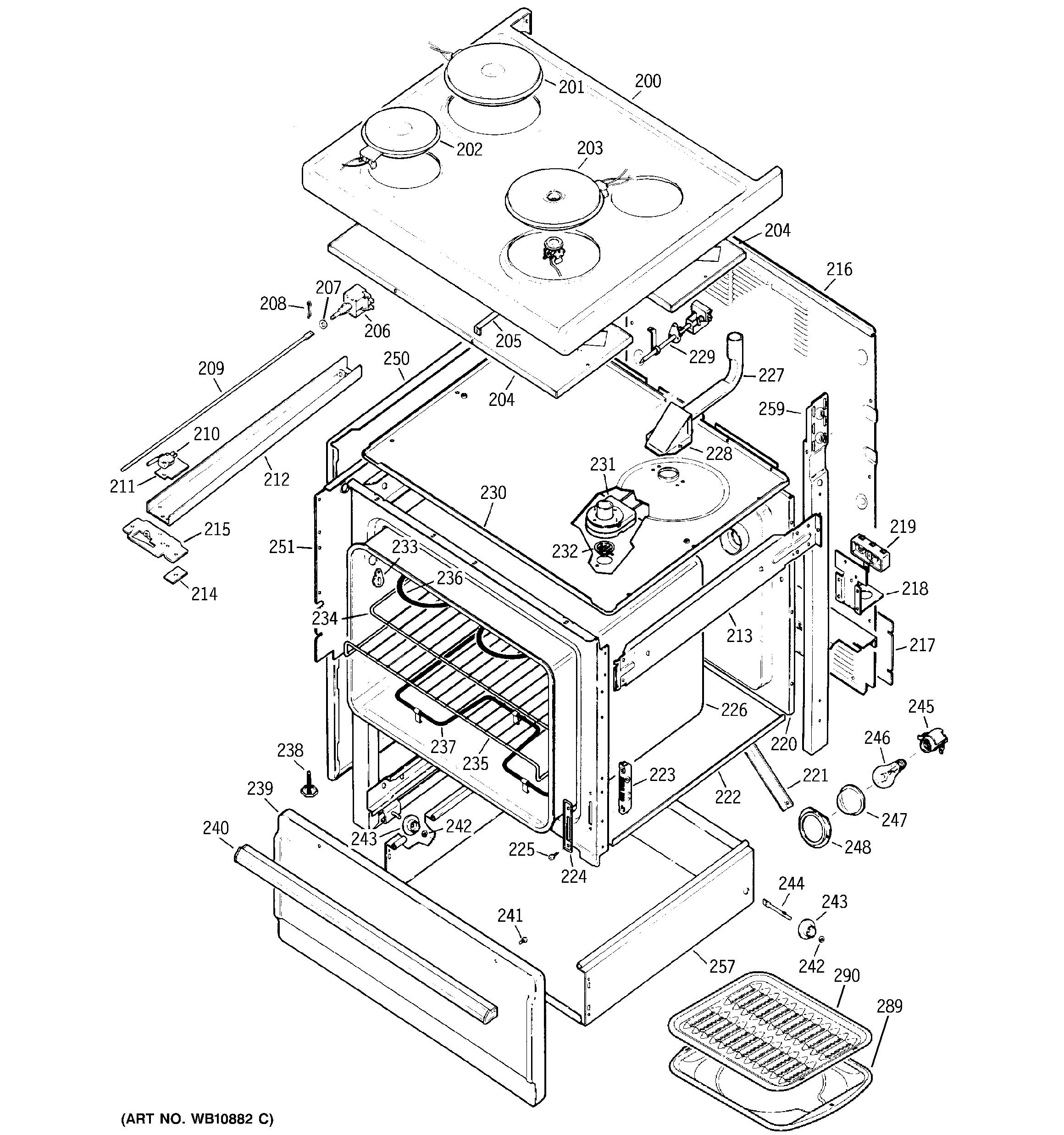 GE JB552GK-1 body parts diagram