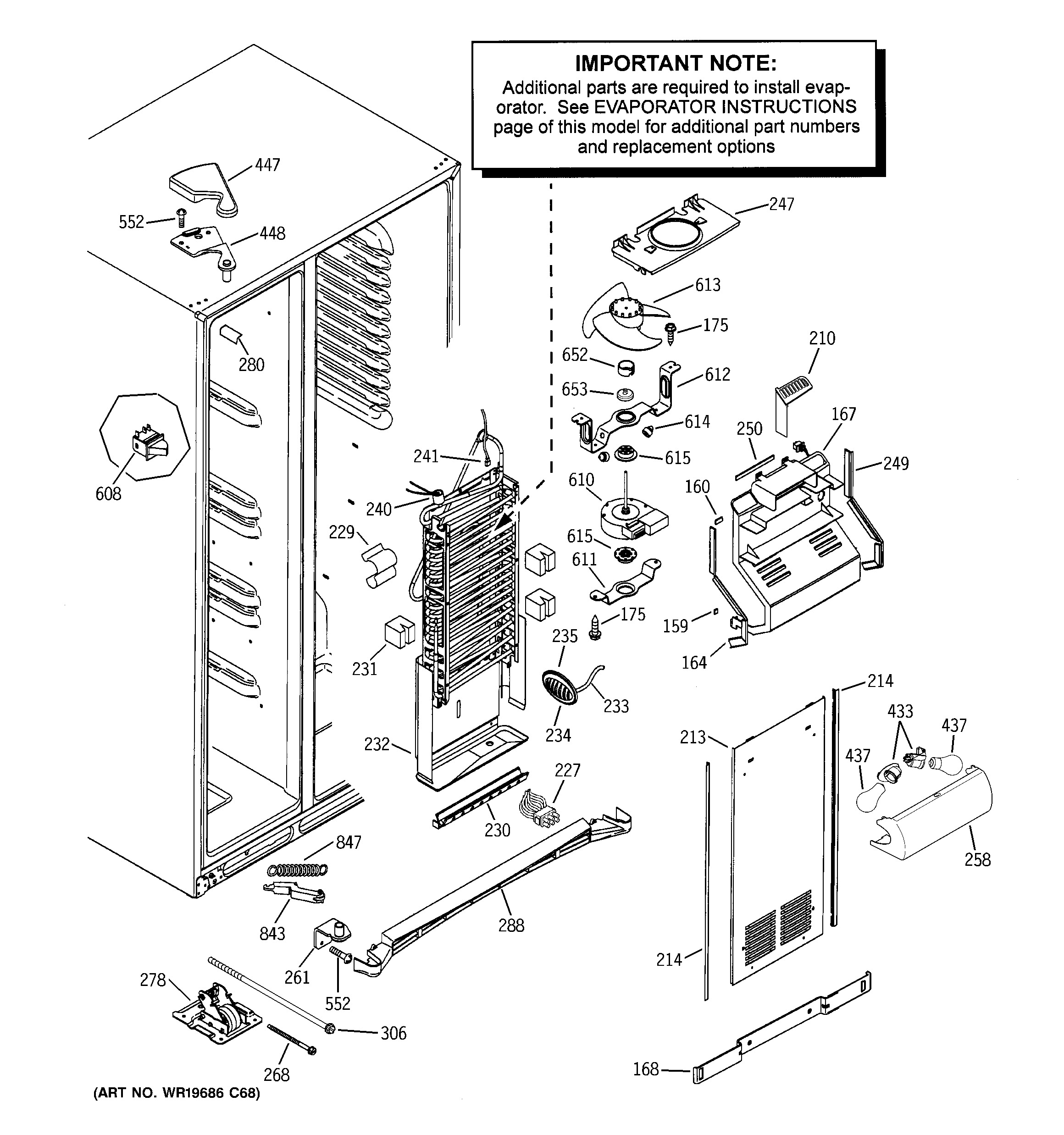 GE PSC23NSTDSS freezer section diagram