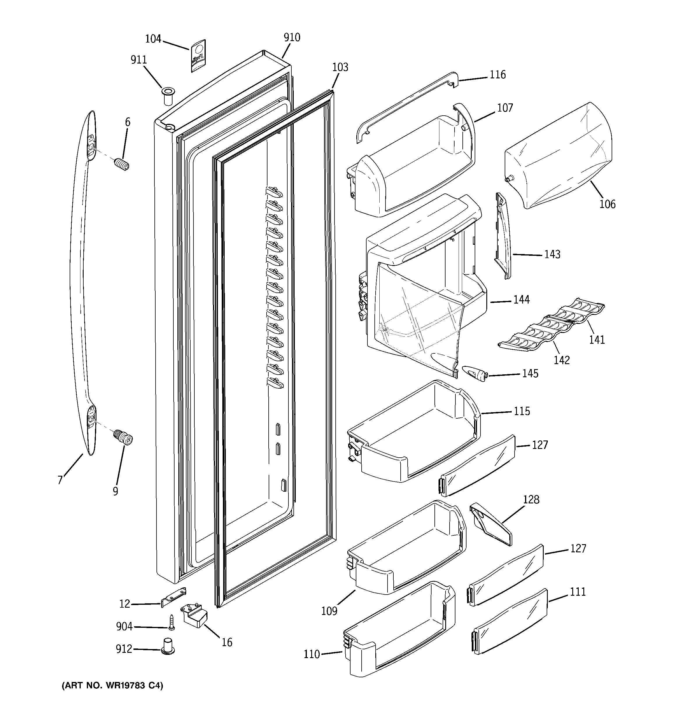 GE PSW26PSSBSS fresh food door diagram