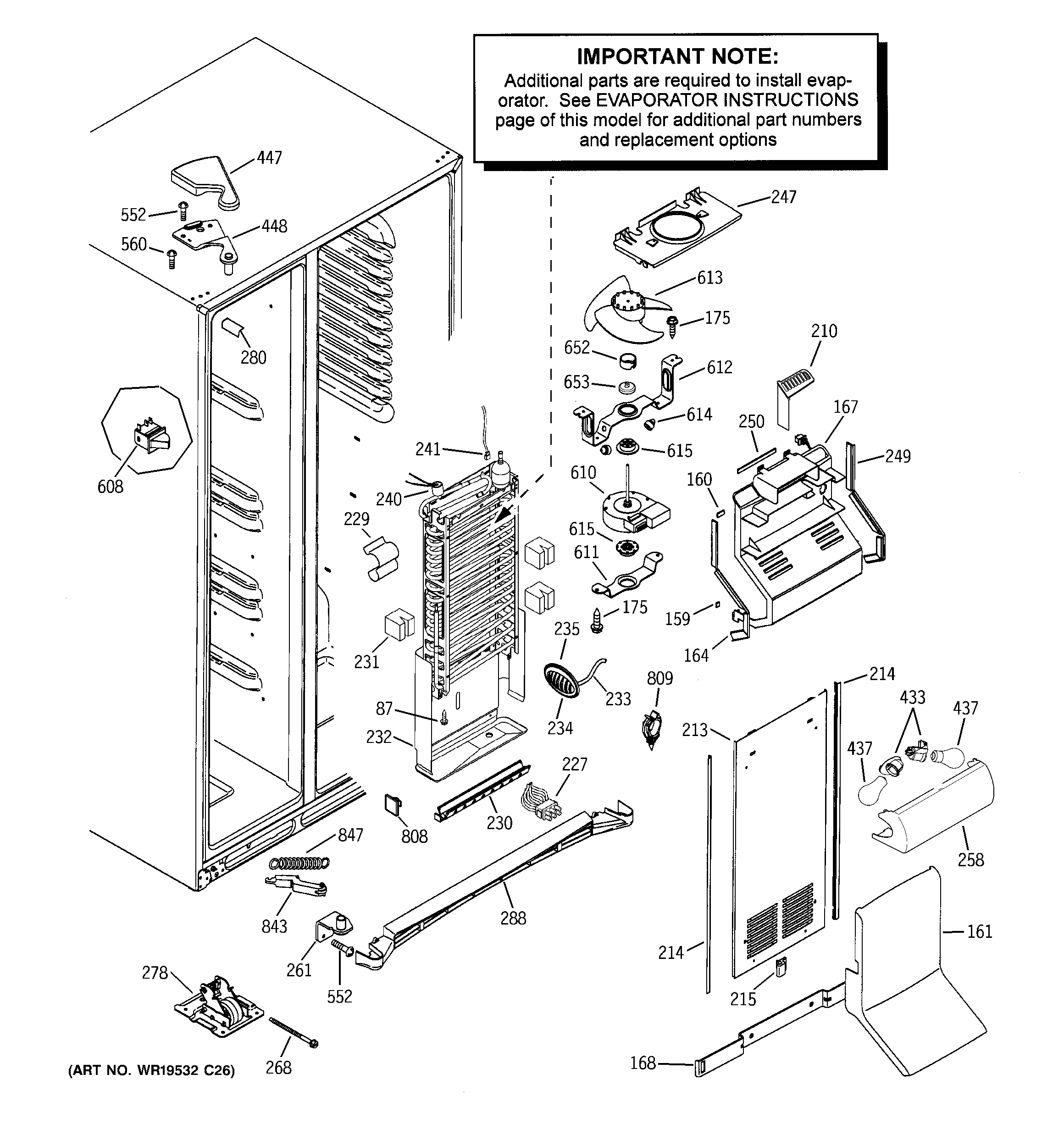 GE PSW26PSSBSS freezer section diagram