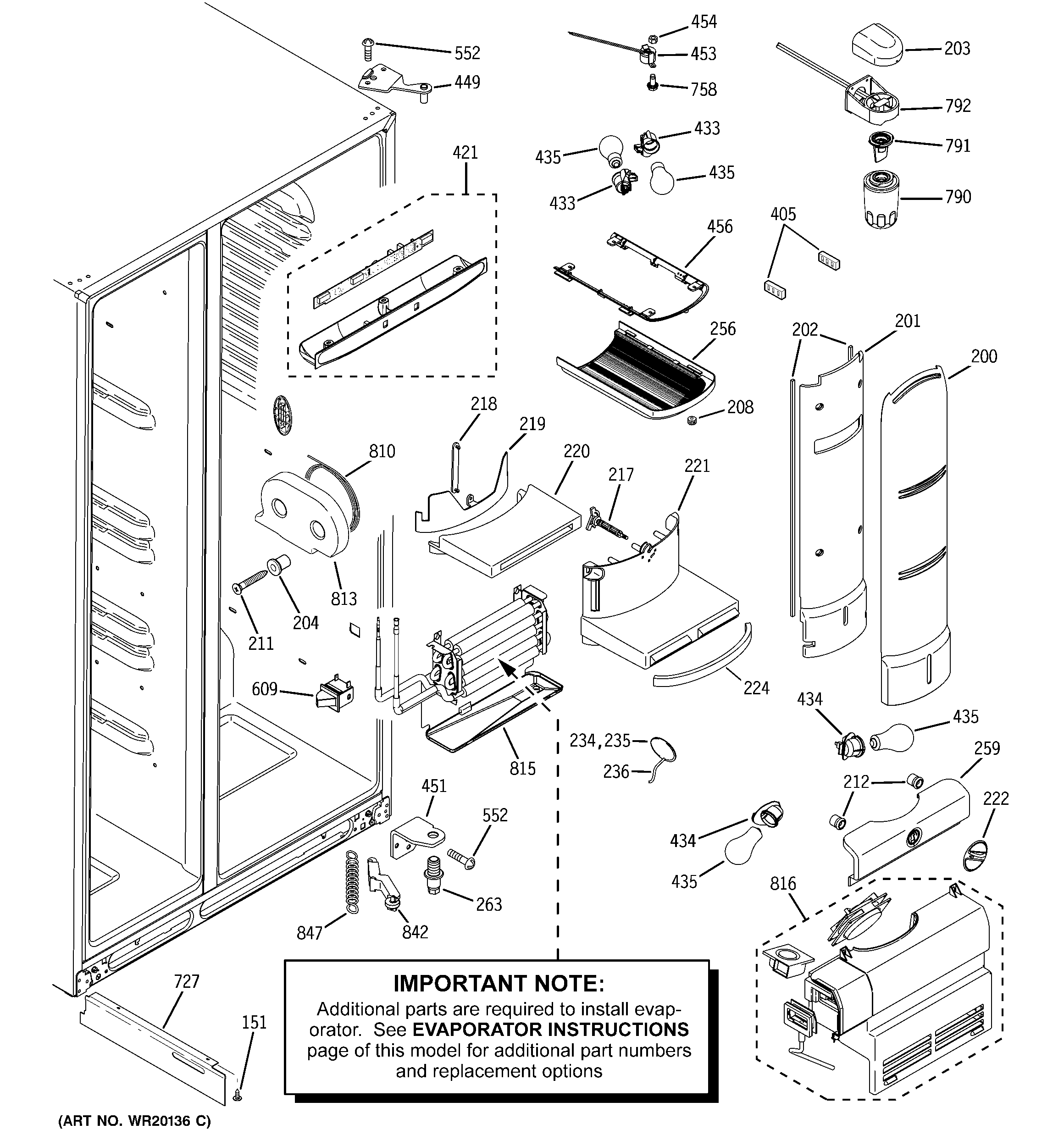 GE PCF25NGWAWW fresh food section diagram