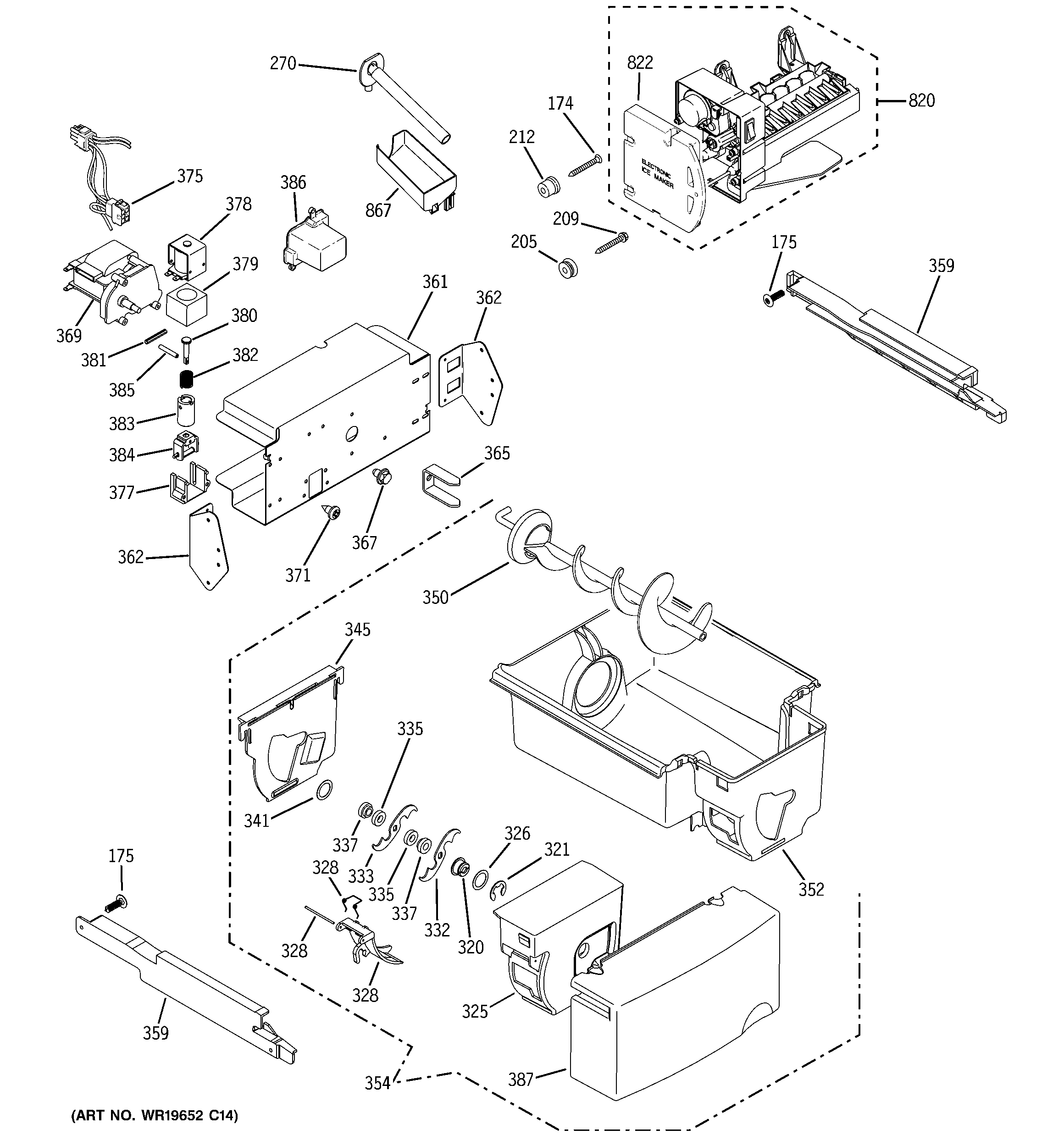 GE GCE21MGTBFWW ice maker & dispenser diagram