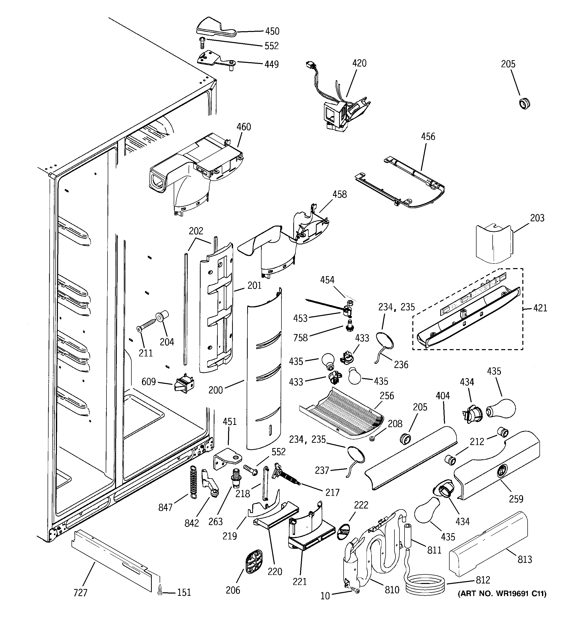 GE GCE21MGTBFWW fresh food section diagram