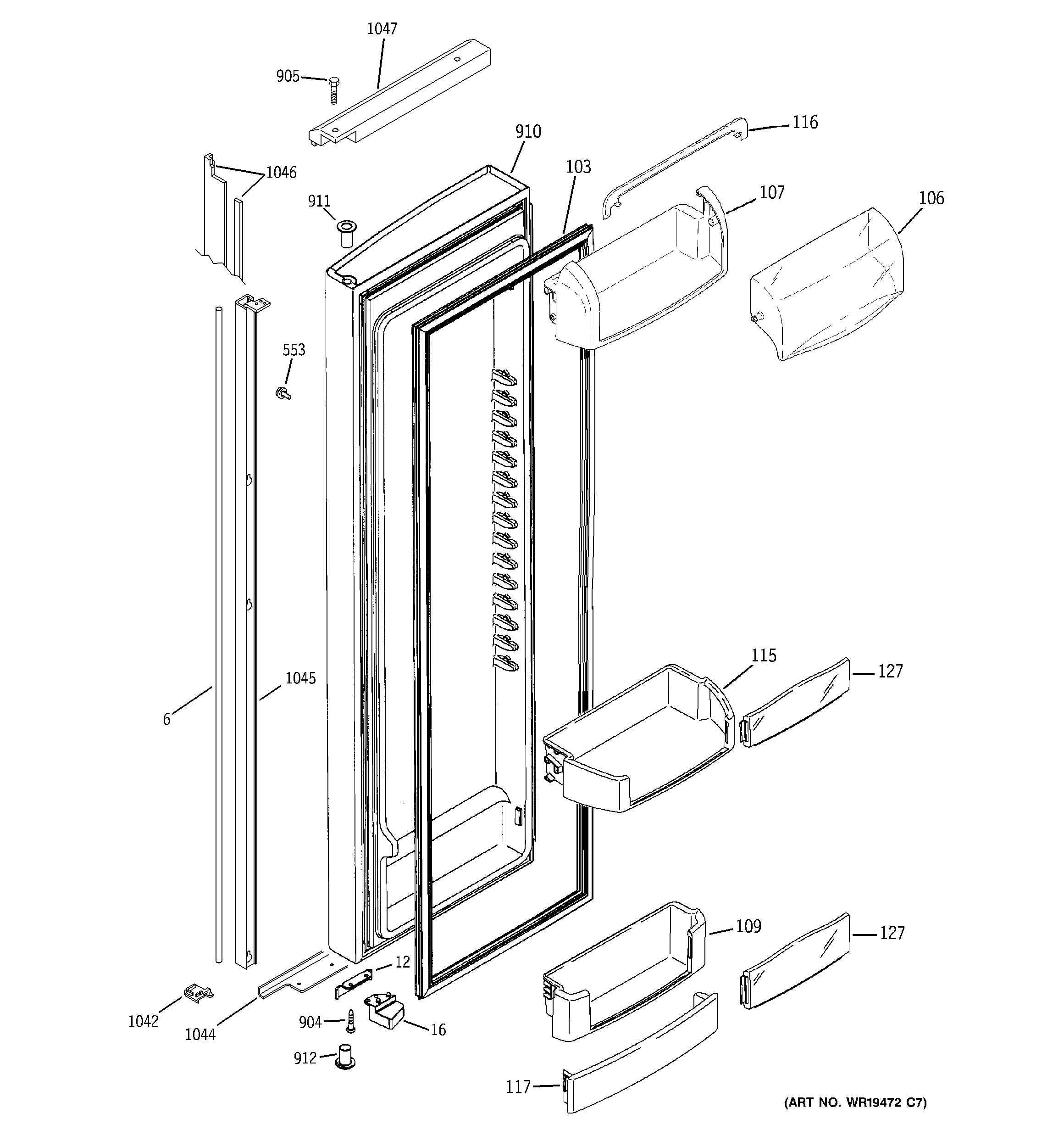 GE GIE21LGTBFKB fresh food door diagram