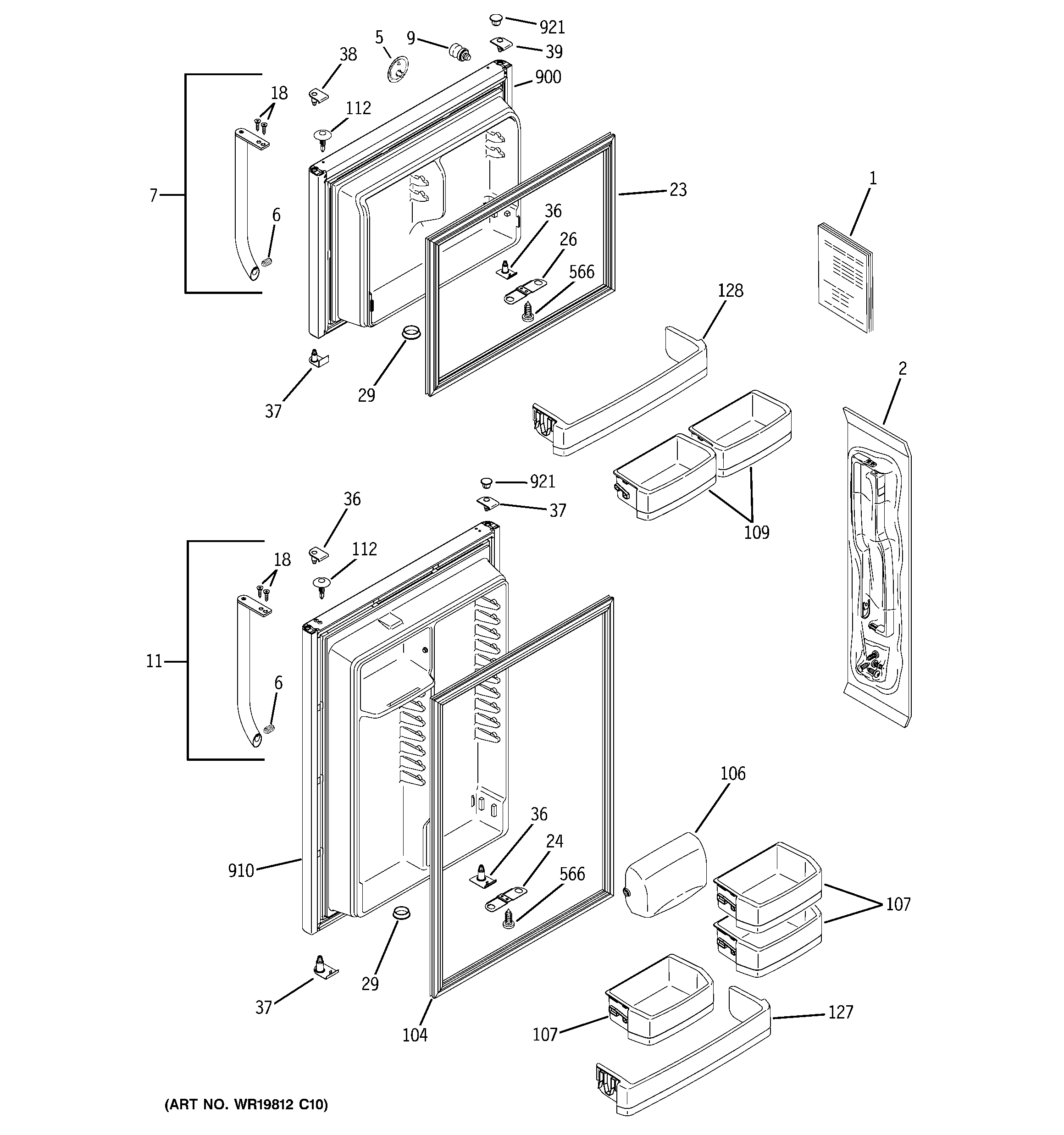 GE GTS18SBSMRSS doors diagram
