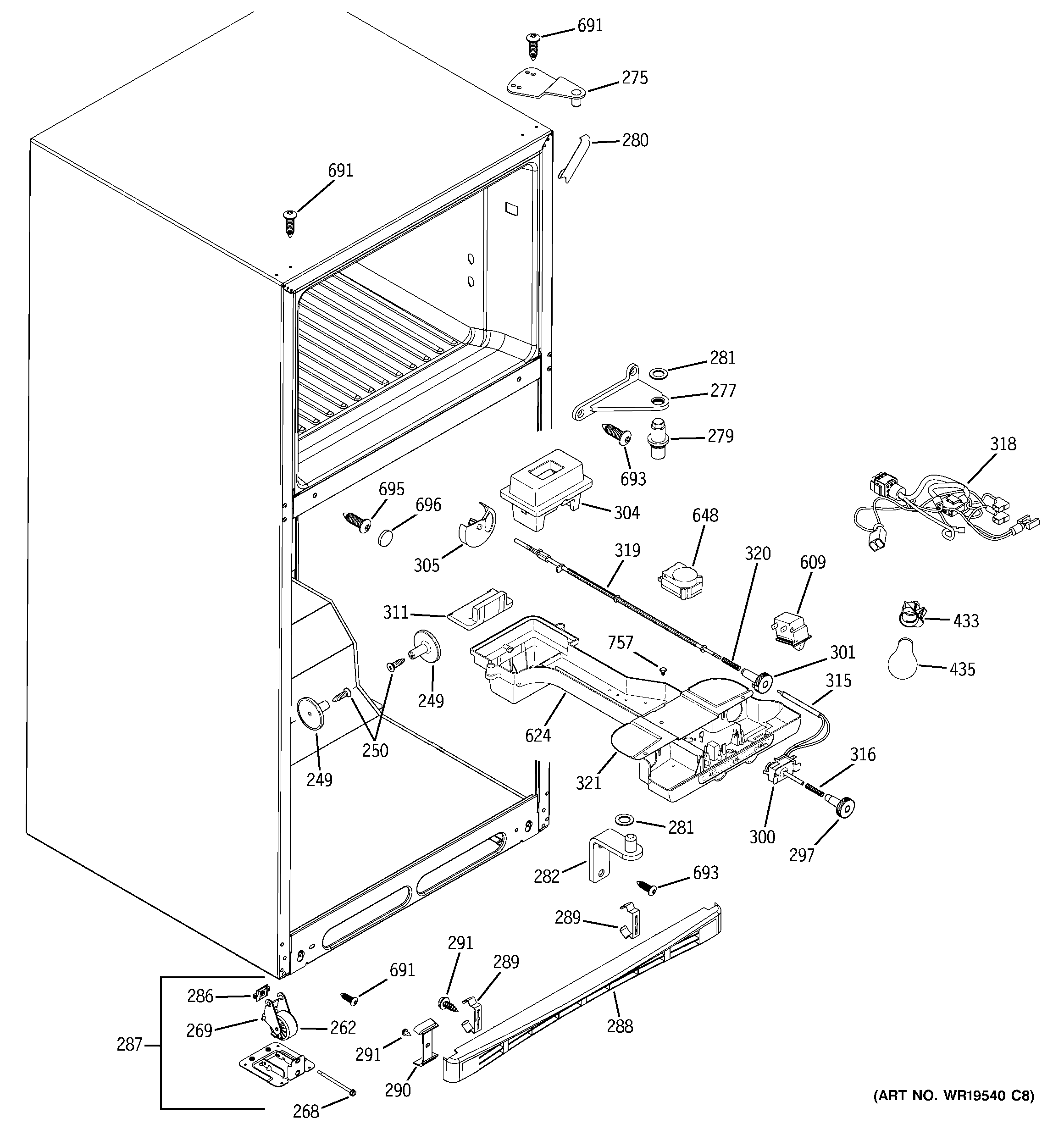 GE GTS18SBSMRSS fresh food section diagram