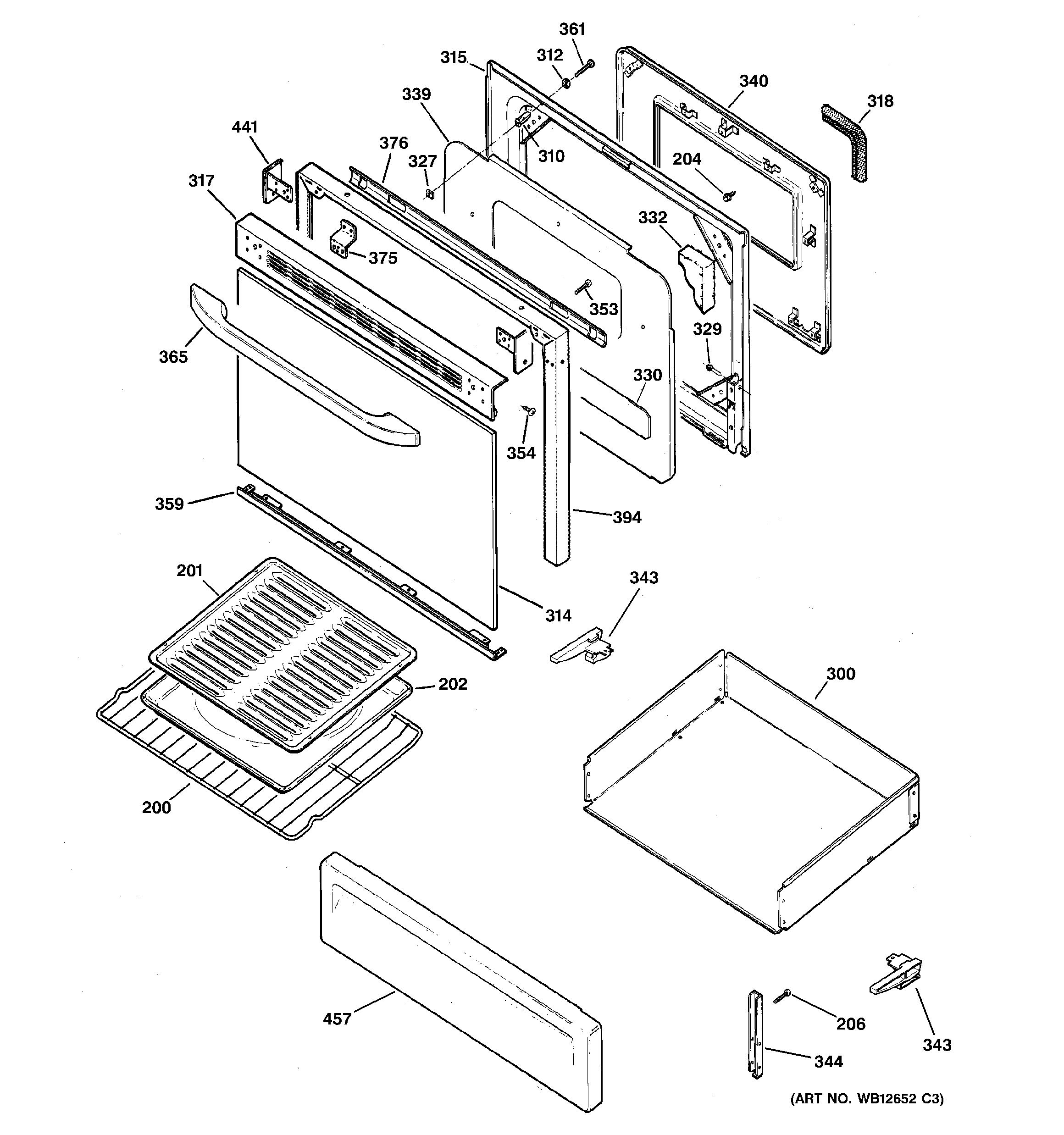 Hotpoint RGB740BEH9WH door & drawer parts diagram