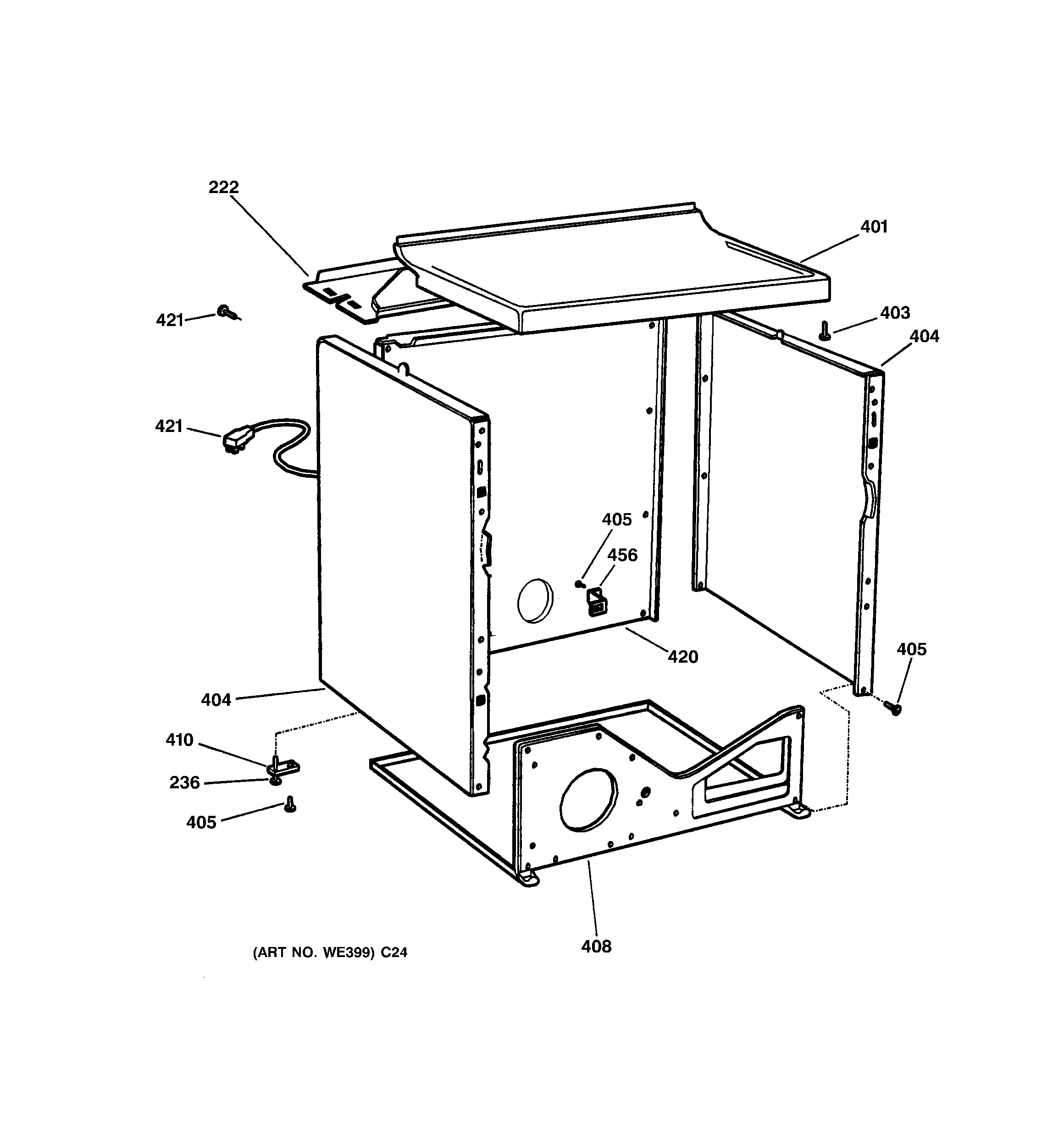 GE DBXR463PF0CC cabinet diagram