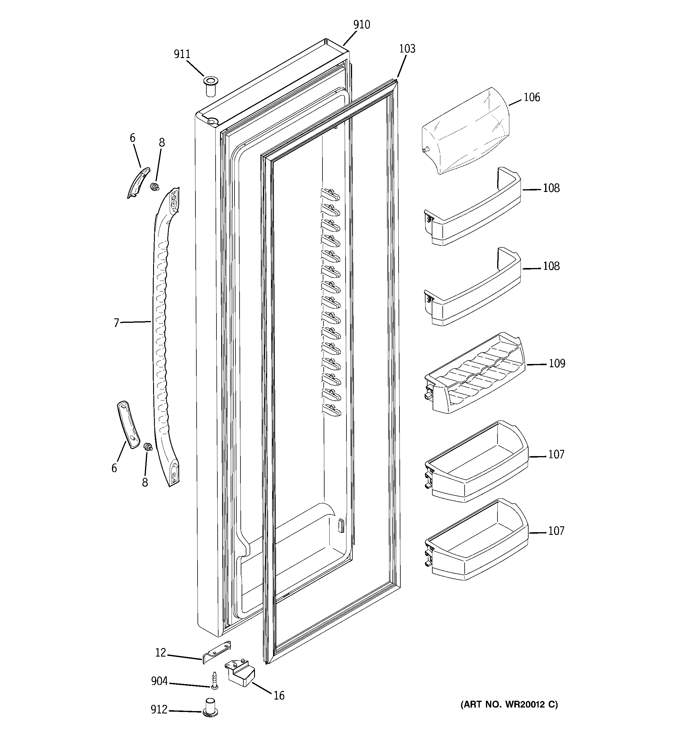GE GSS23WGTAWW fresh food door diagram