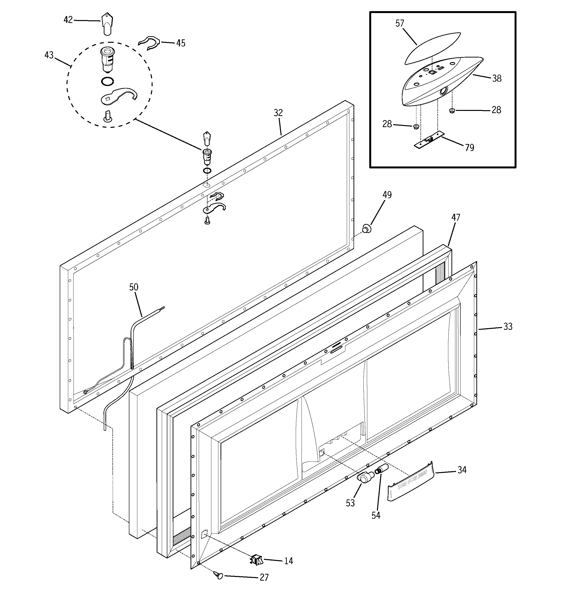 GE FCM25SUAWW freezer door diagram