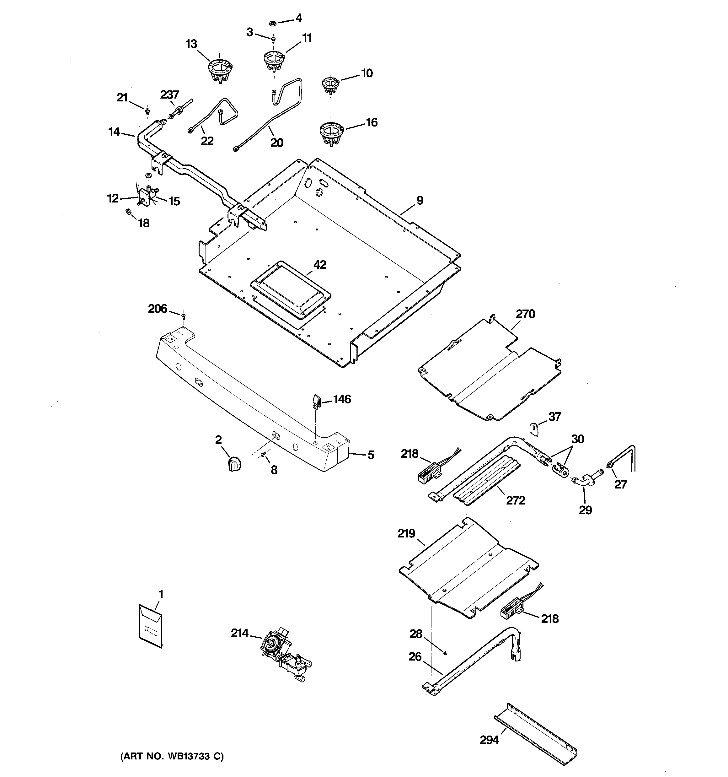 GE JGBP85BEJ5BB gas & burner parts diagram
