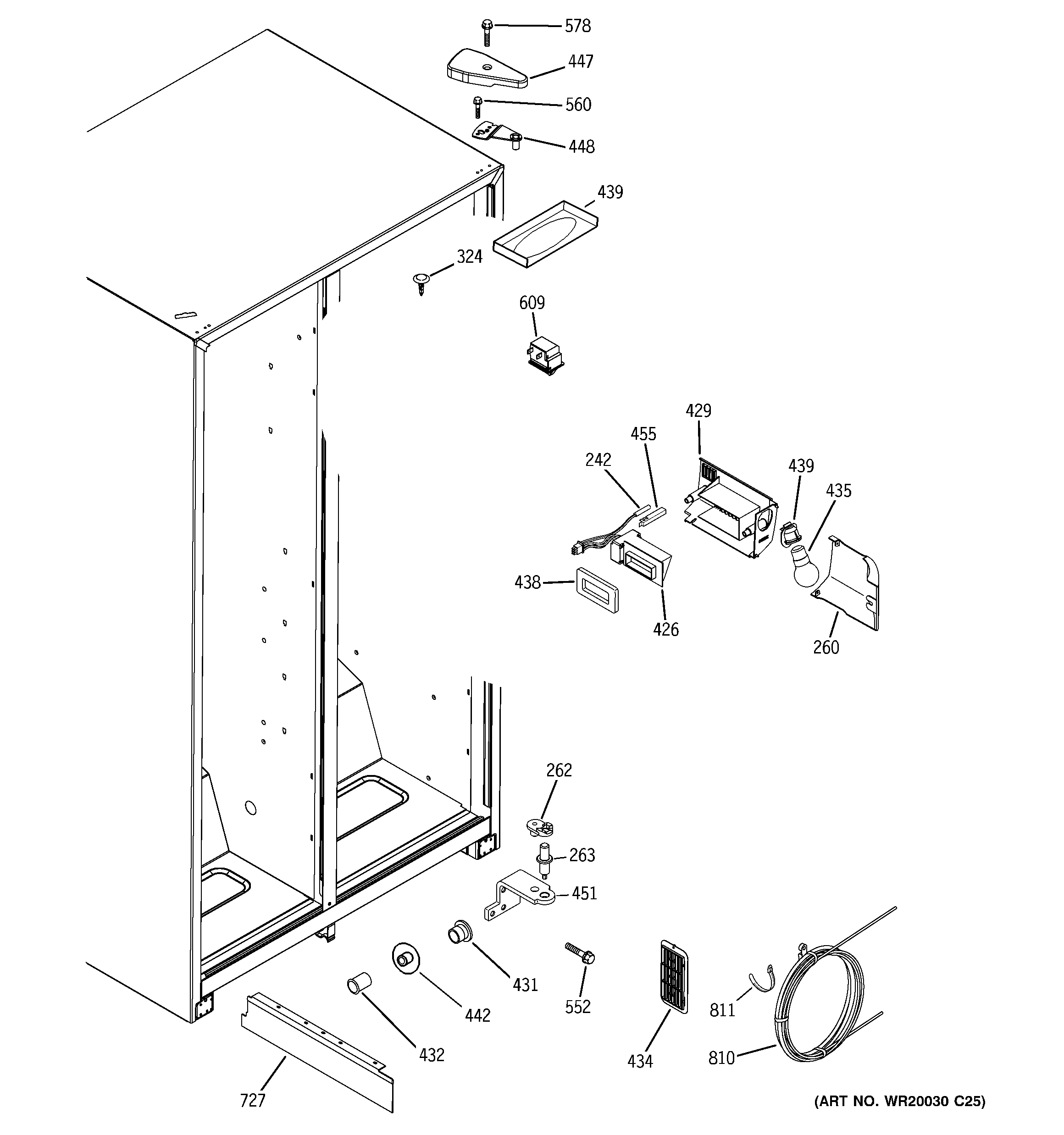 GE GSE20IETBFBB fresh food section diagram