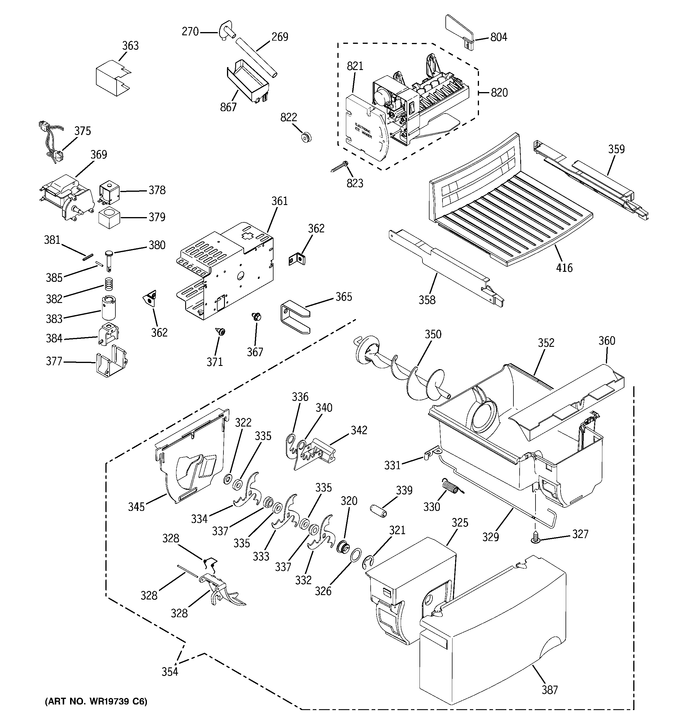 GE GSH22IFTBWW ice maker & dispenser diagram