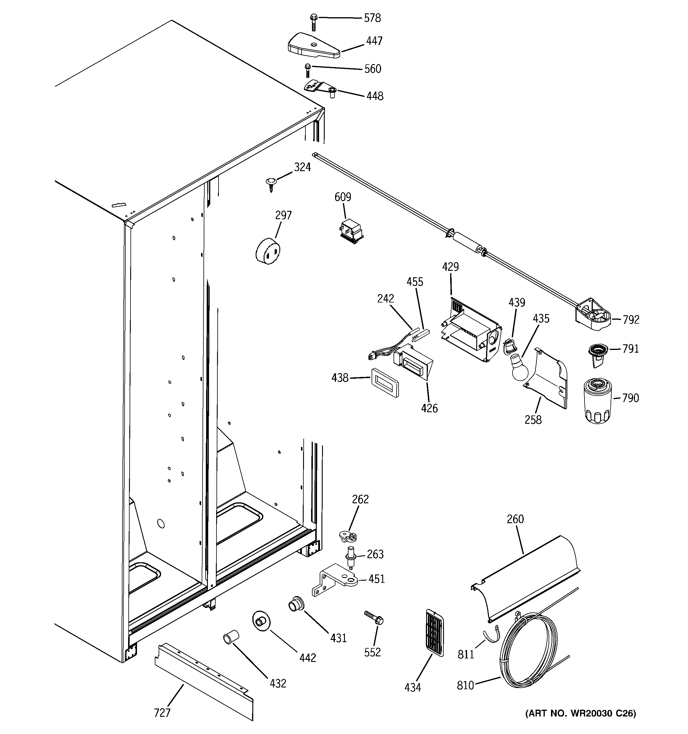 GE GSH22IFTBWW fresh food section diagram