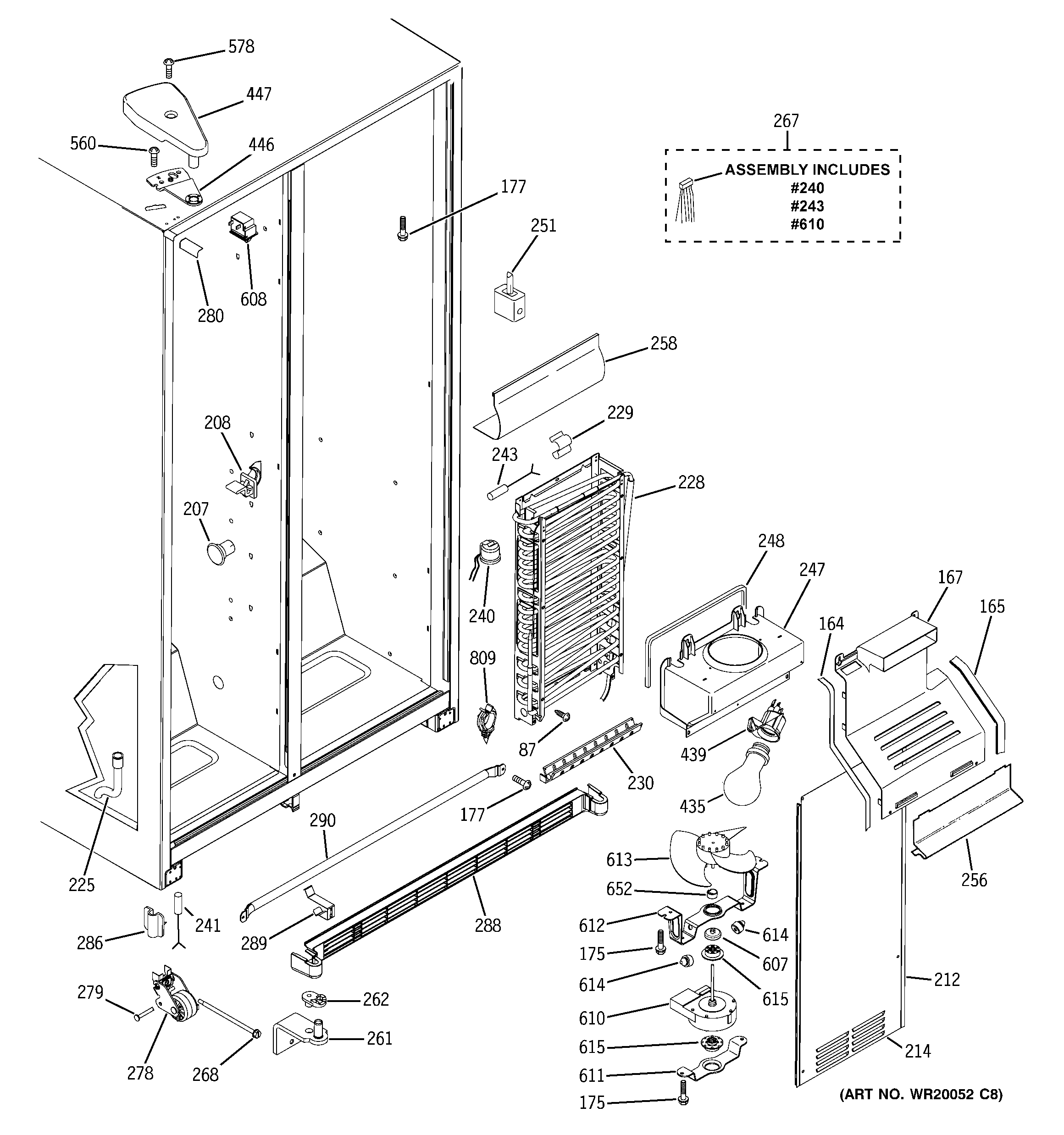 GE GSH22JFTBCC freezer section diagram