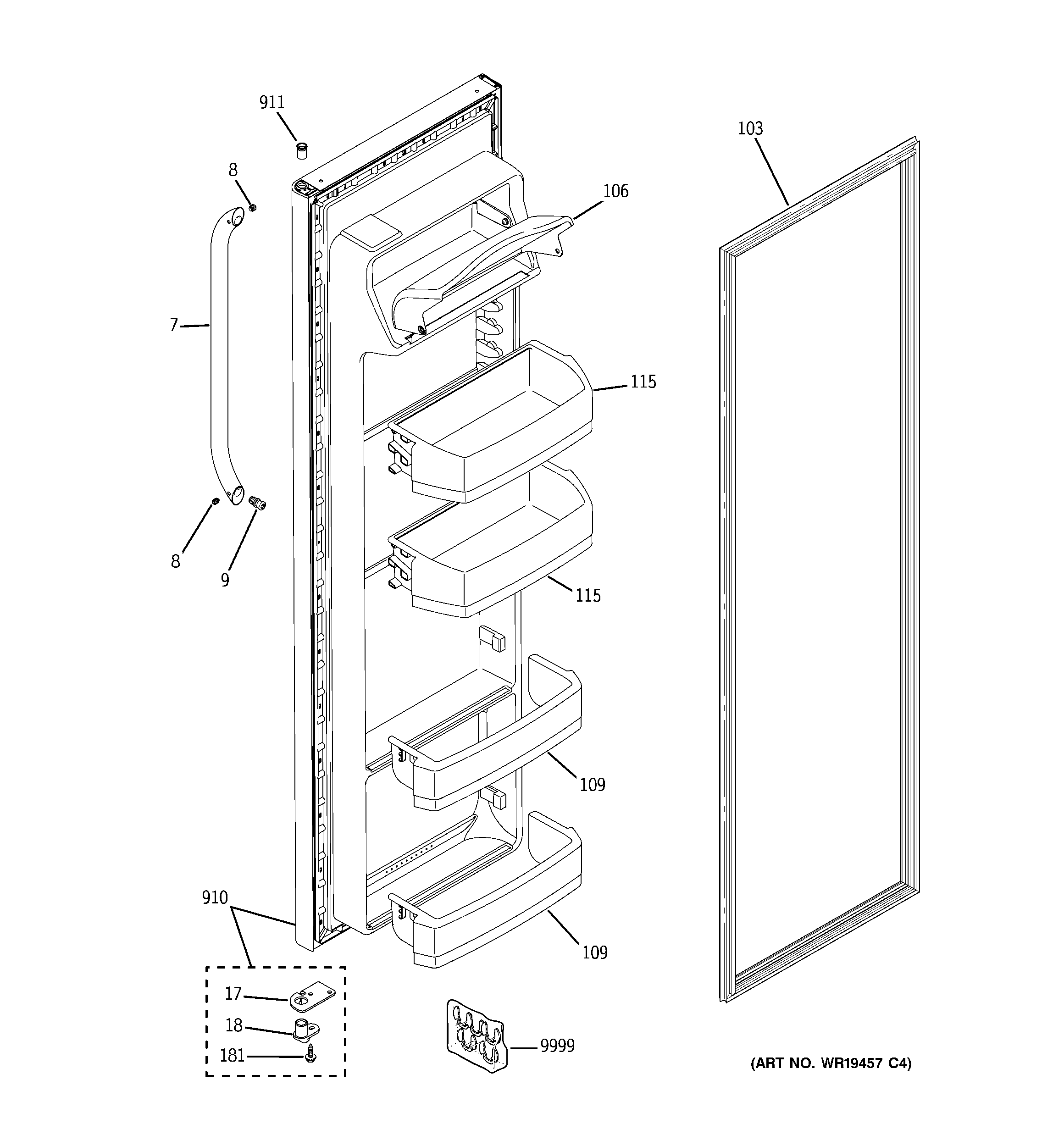 GE GSH22JSTBSS fresh food door diagram