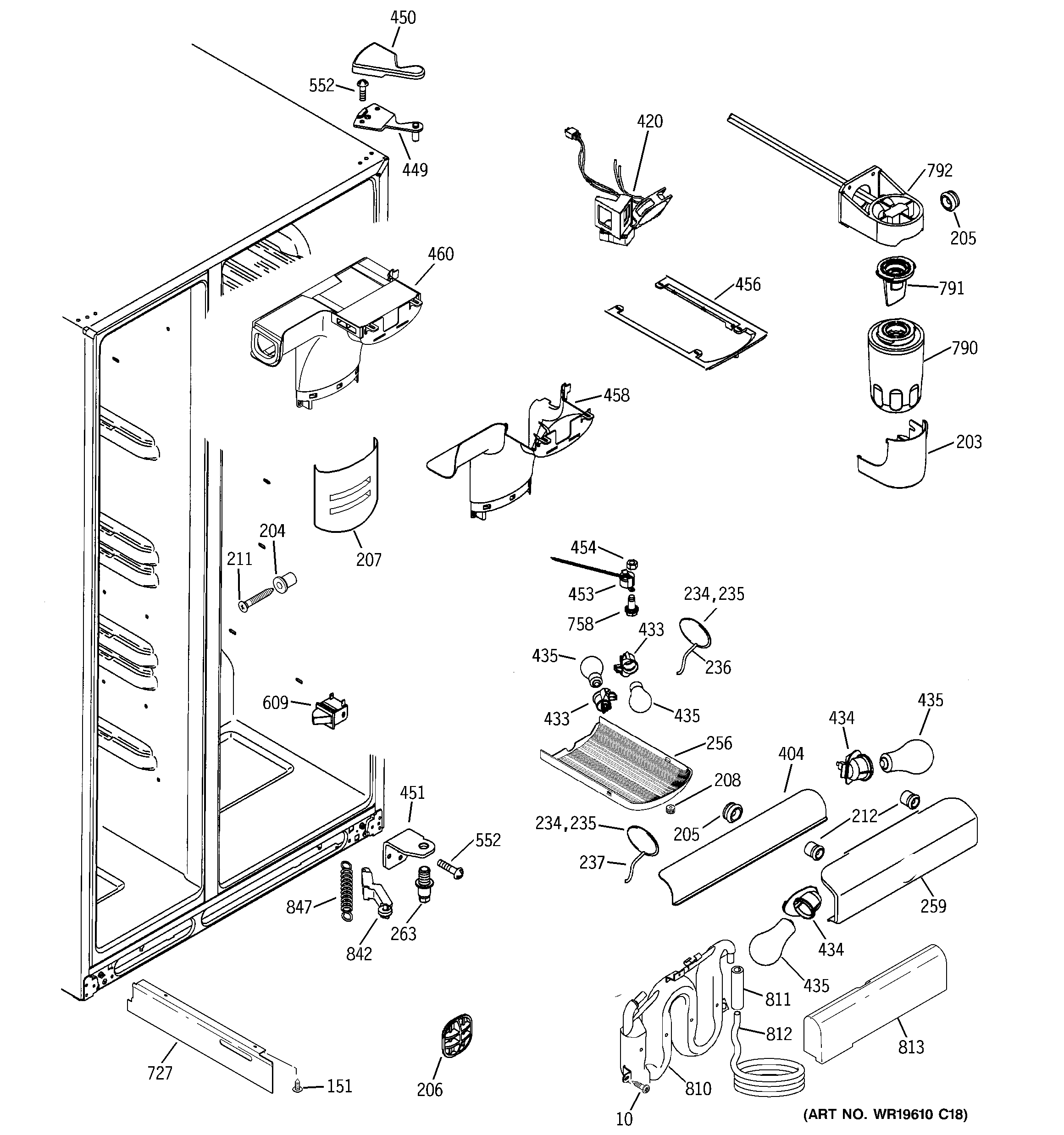 GE GSC23KSTASS fresh food section diagram