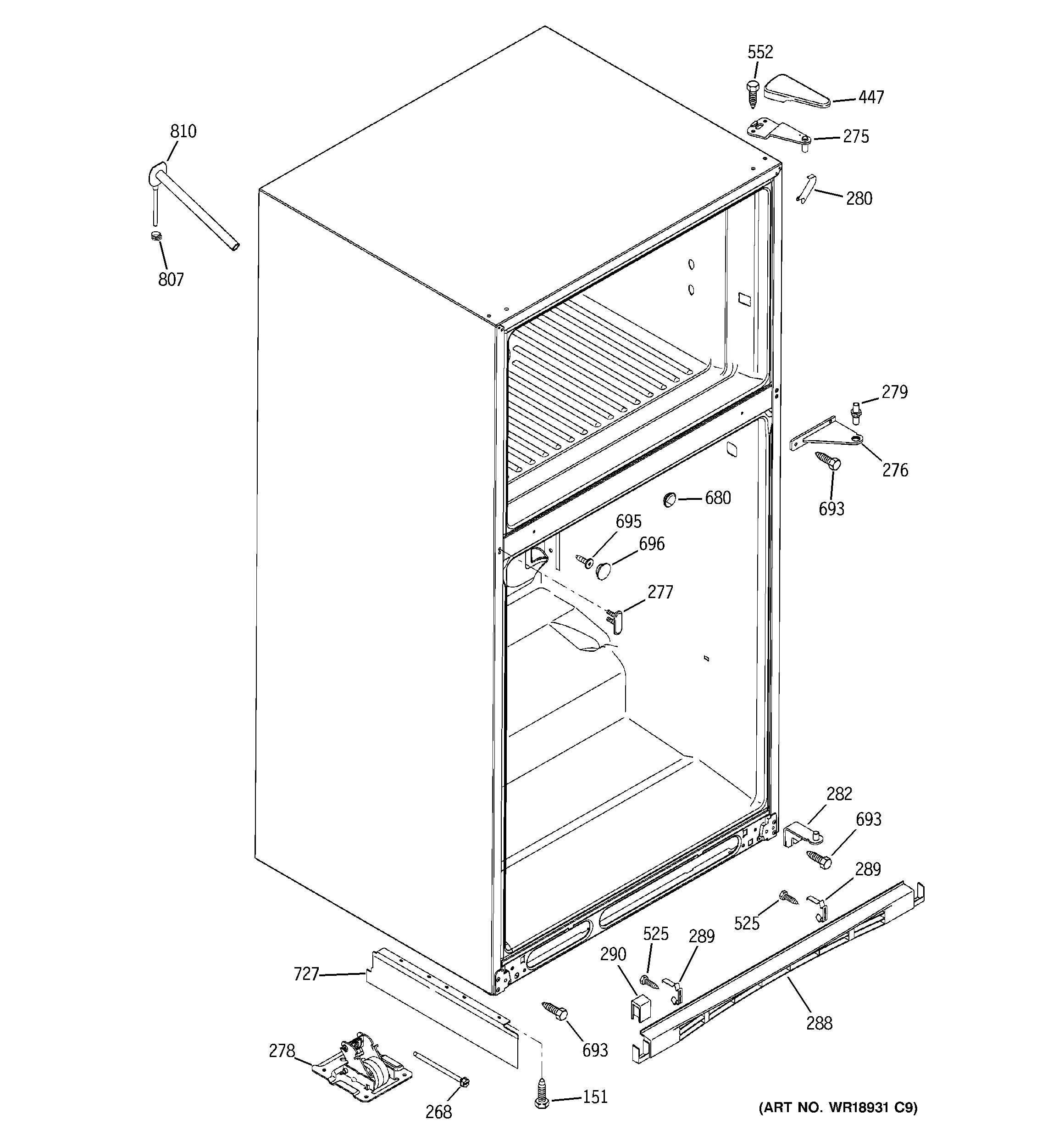 GE PTS25LHSARBB case parts diagram